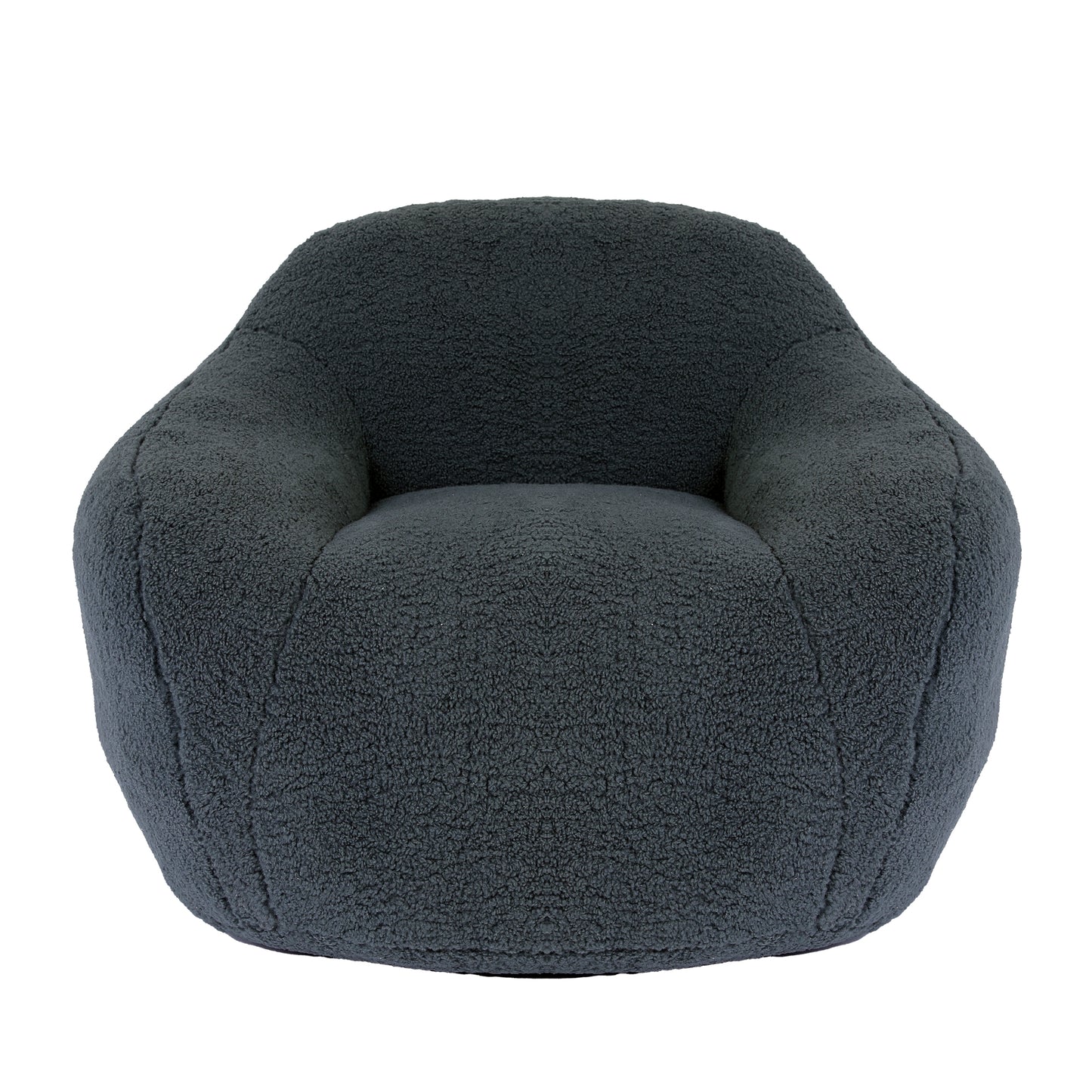 Dark grey boucle accent chair with plush texture for modern living rooms