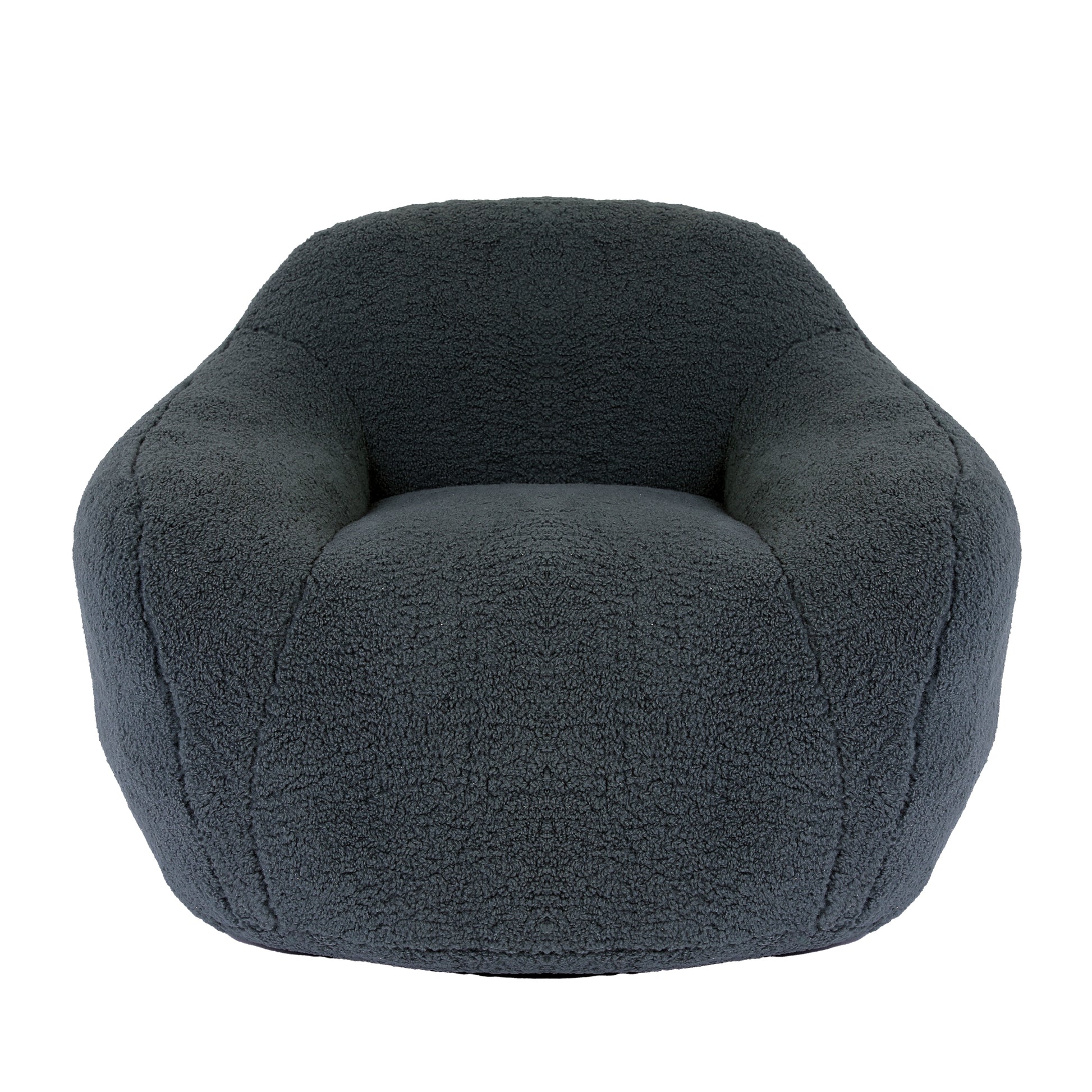 Dark grey boucle accent chair with plush texture for modern living rooms