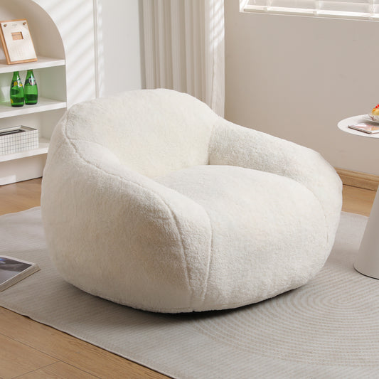 Fluffy white teddy bear bean bag chair for comfortable seating