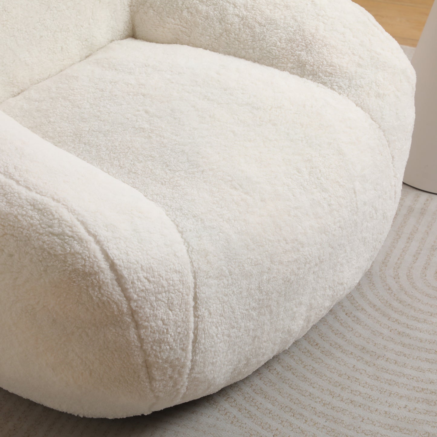 Plush cream boucle armchair detail