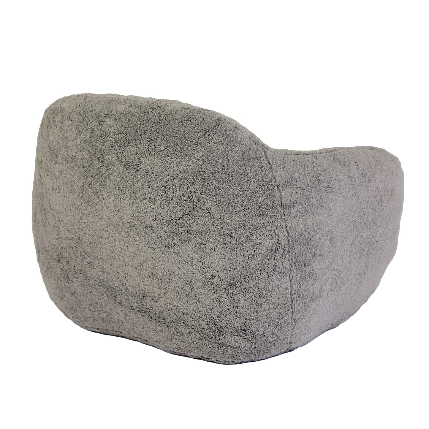 Soft grey plush travel pillow with curved neck support