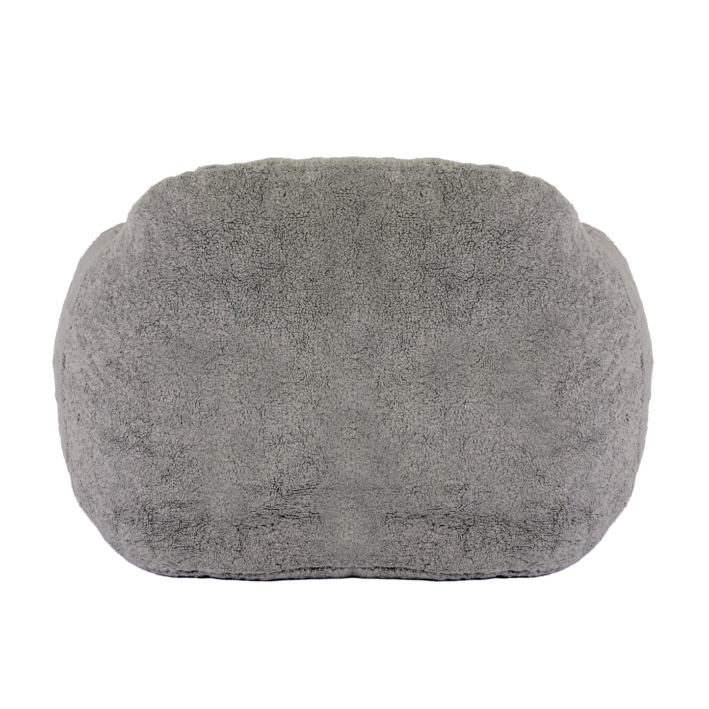 Gray sherpa pet bed with plush texture