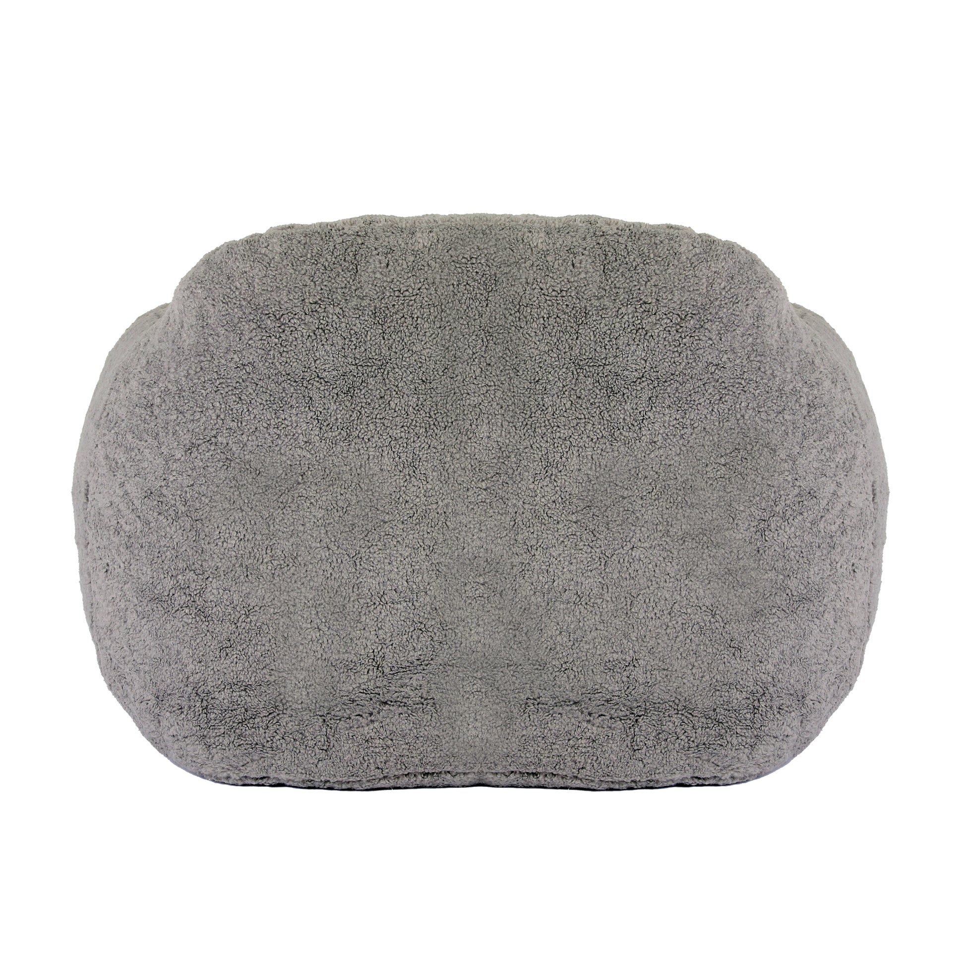 Gray sherpa pet bed with plush texture