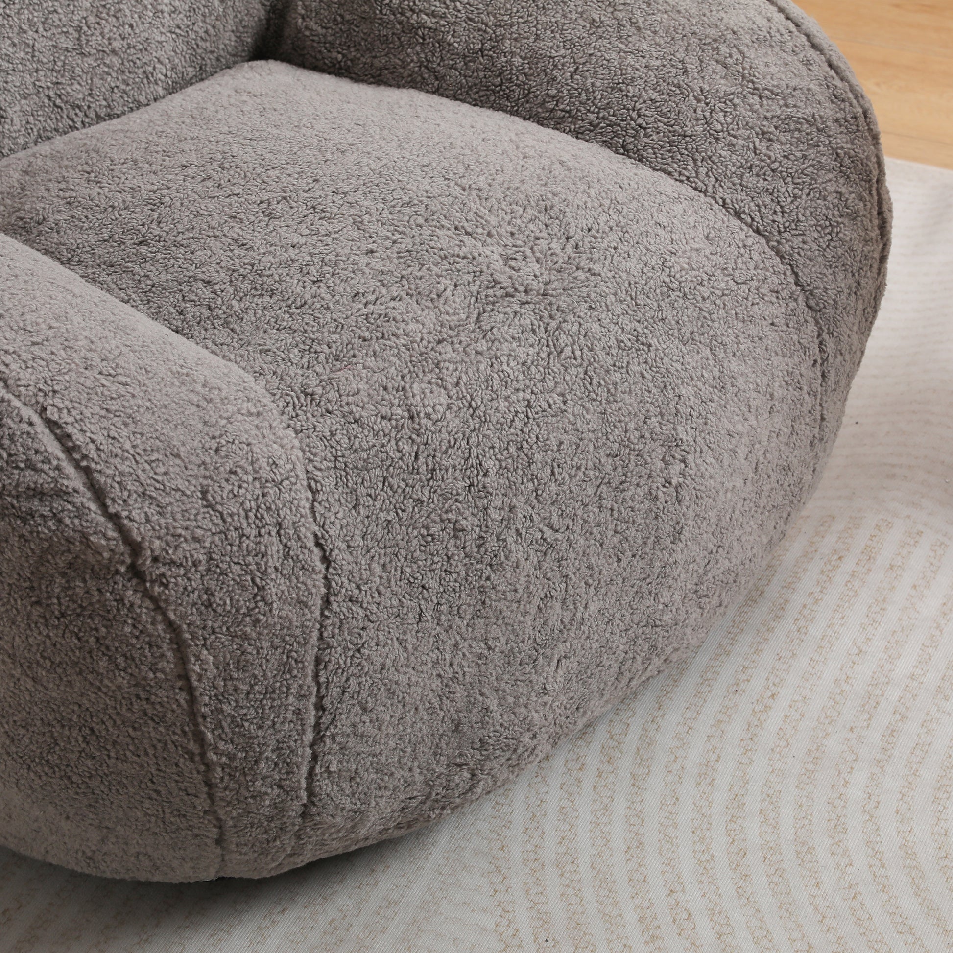 Cozy gray teddy bear fabric bean bag chair for ultimate relaxation