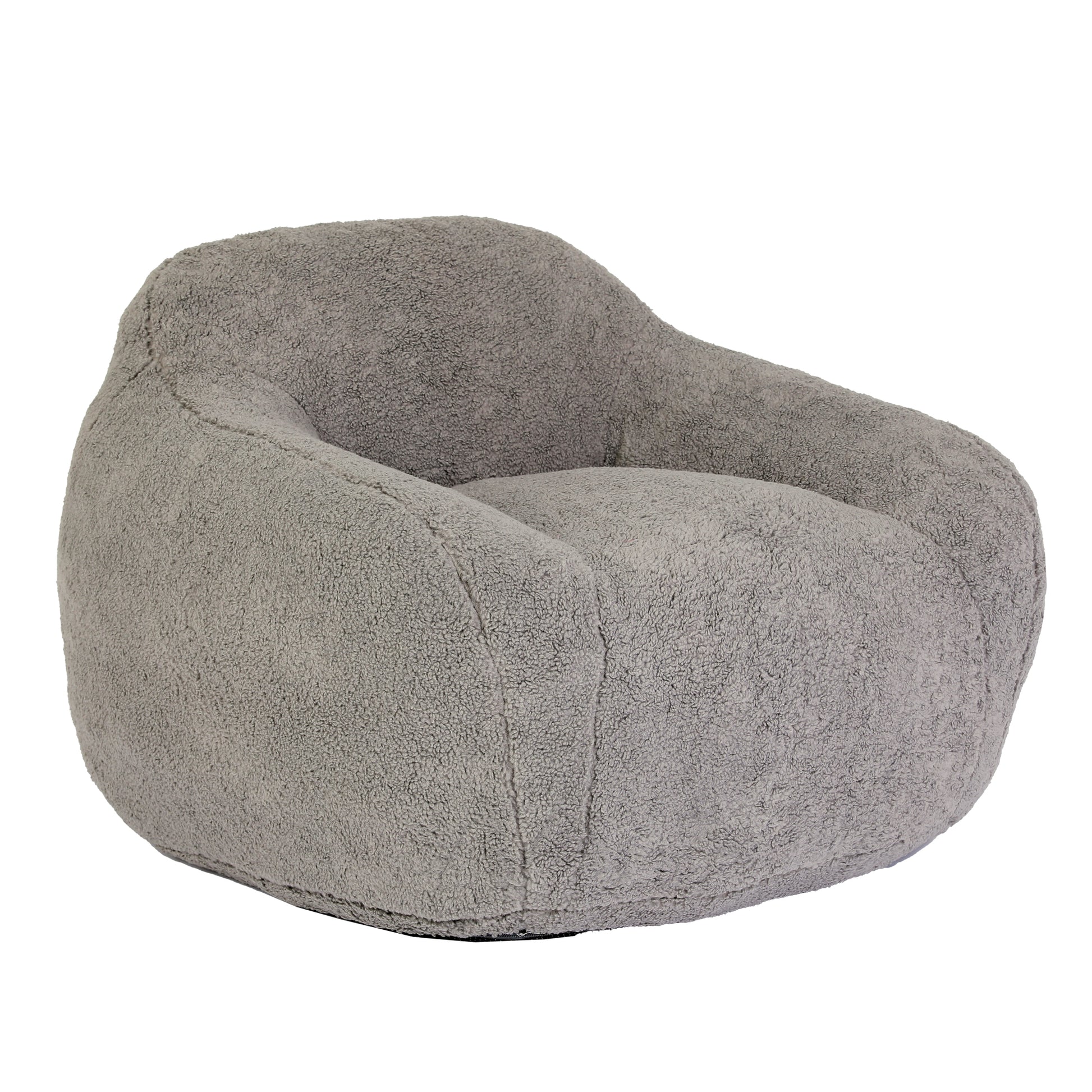 Fluffy gray bean bag chair for kids