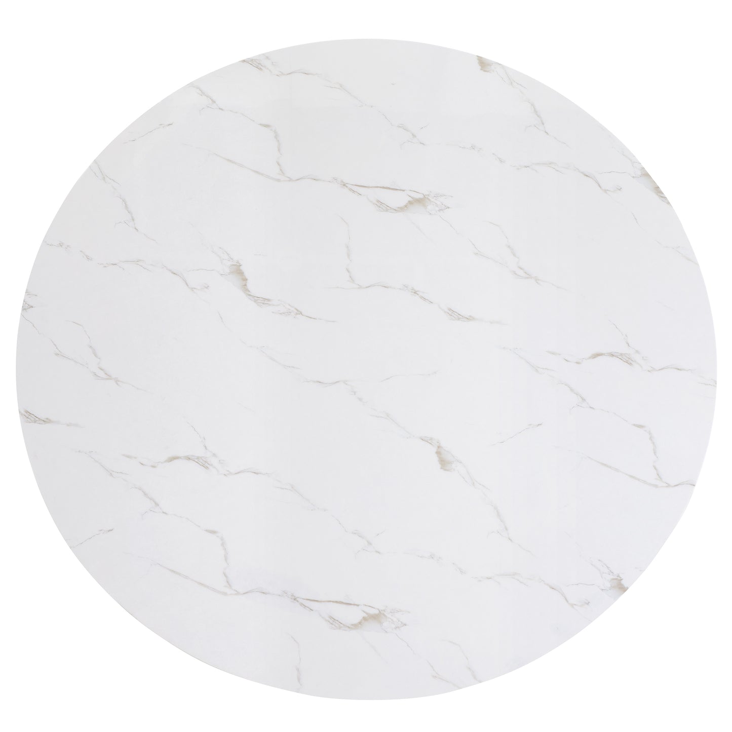 Round white marble tabletop with subtle grey veining