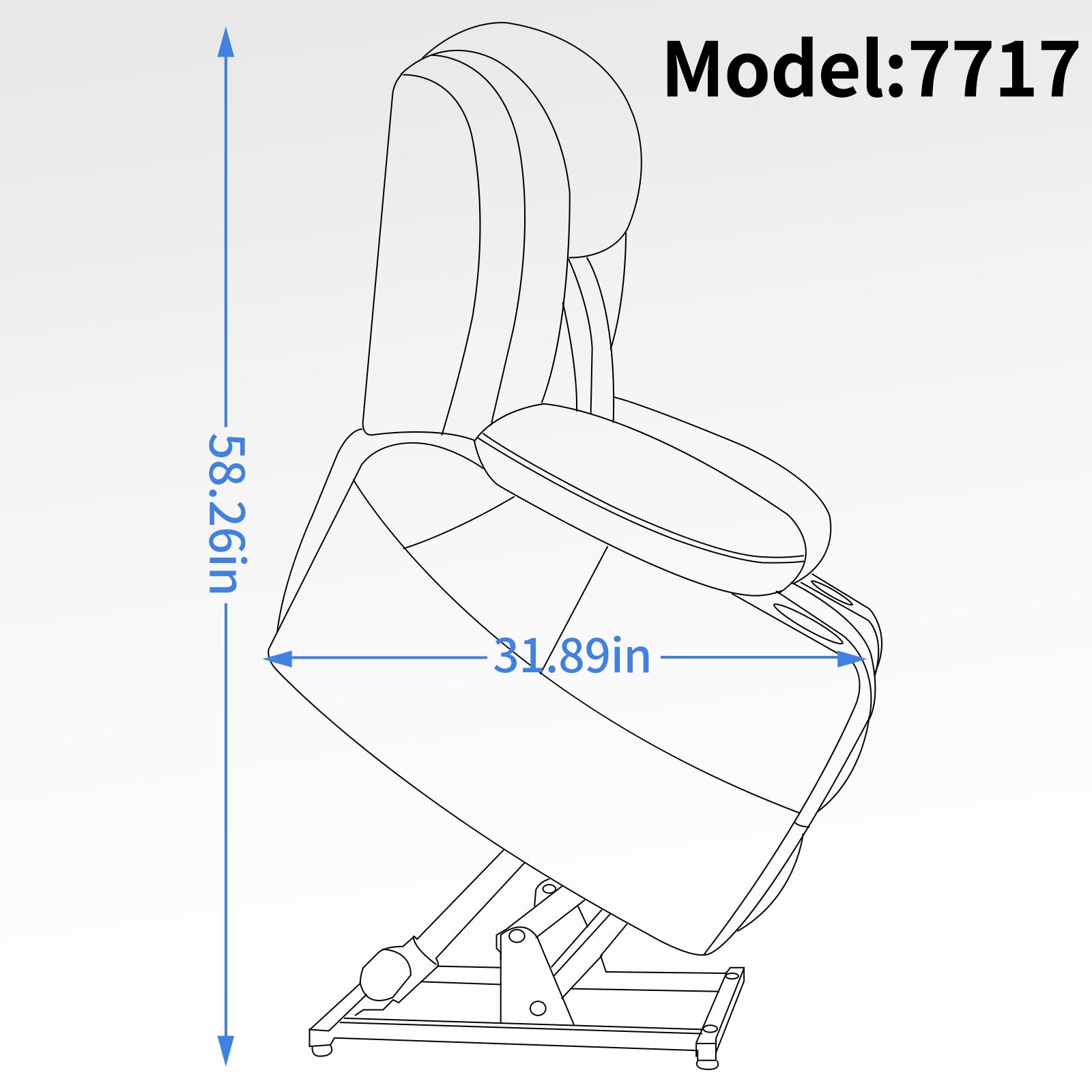 Lift chair model  with dimensions  inches height and  inches width