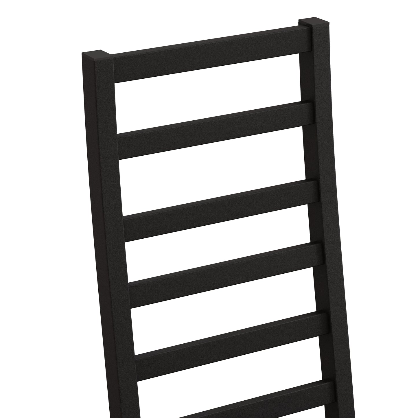 Black metal towel warmer with modern horizontal bars