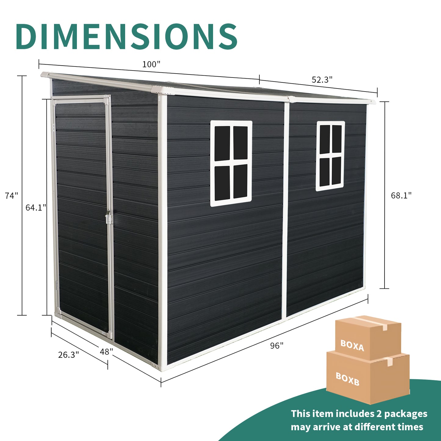 Dark grey garden shed dimensions  L x  W x  H