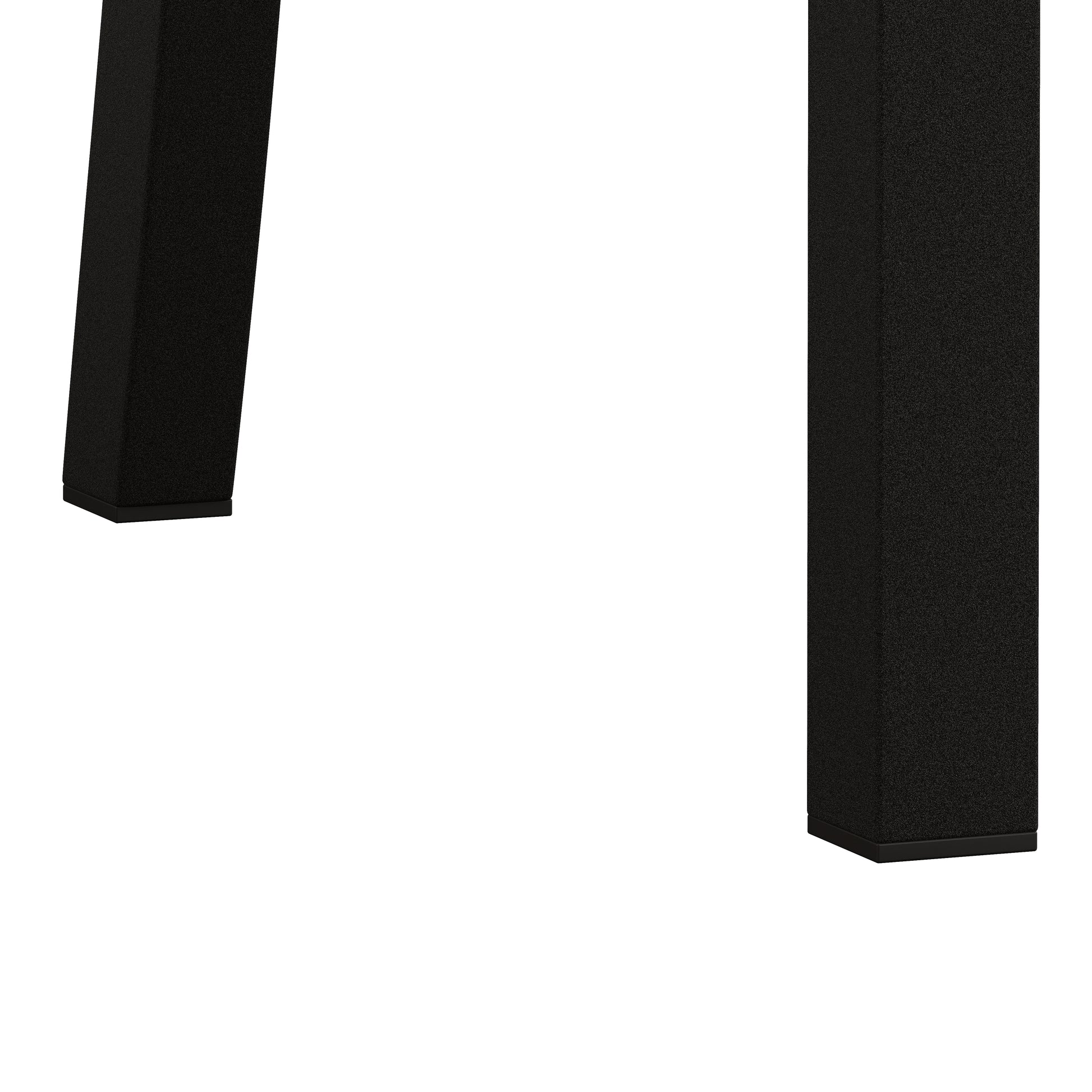 Textured black metal table leg with square base