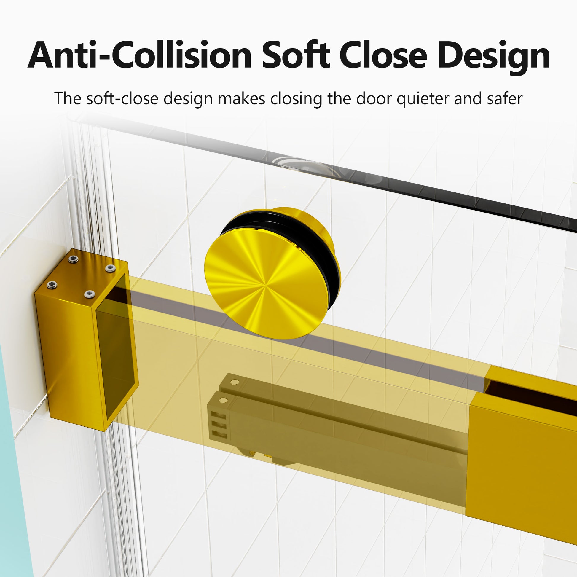 Gold sliding door roller with soft close mechanism