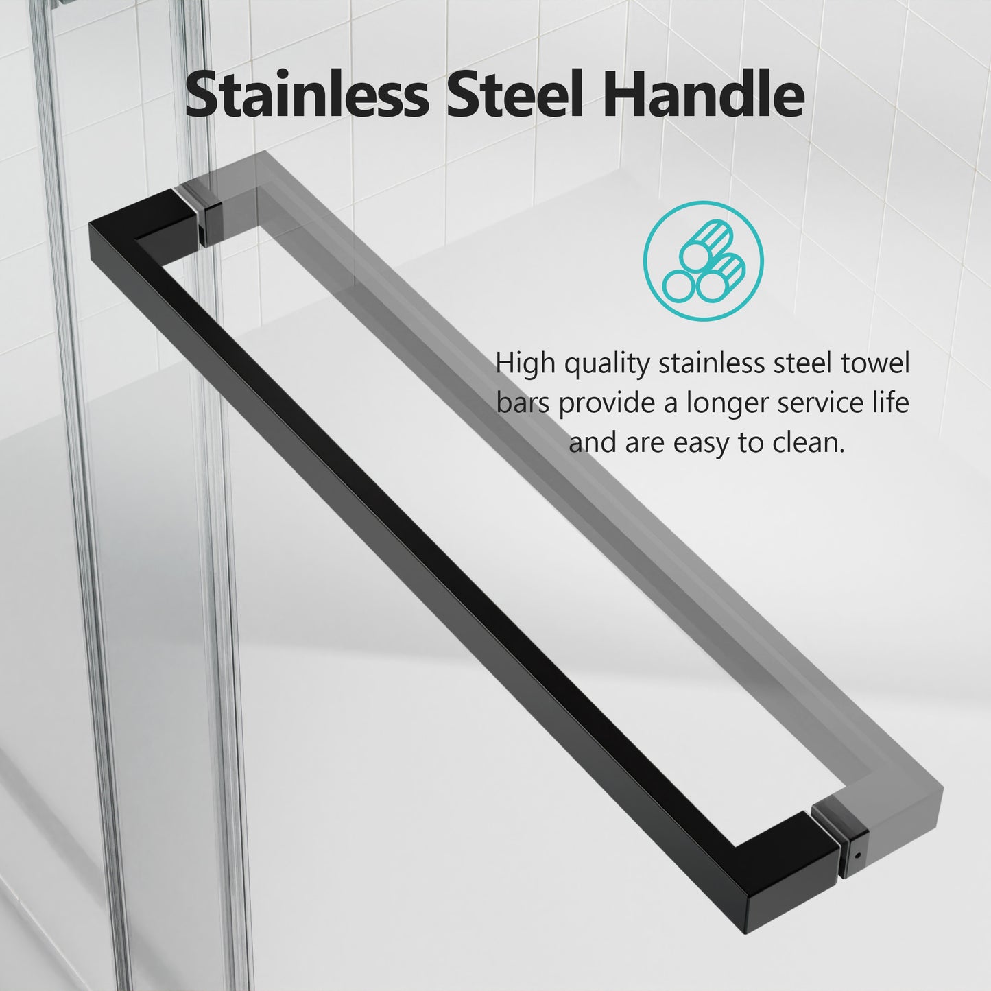 Black stainless steel shower door handle