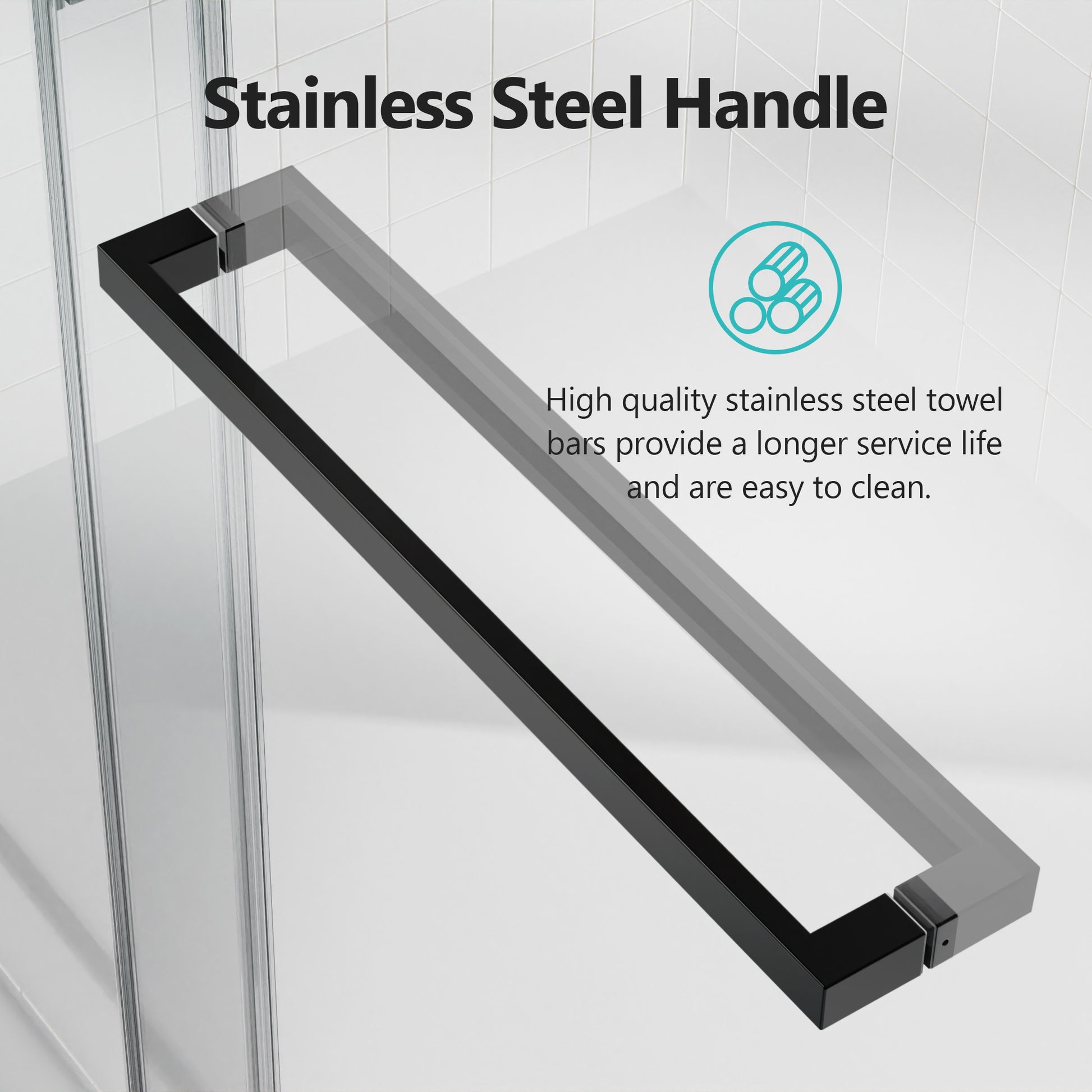 Black stainless steel shower door handle