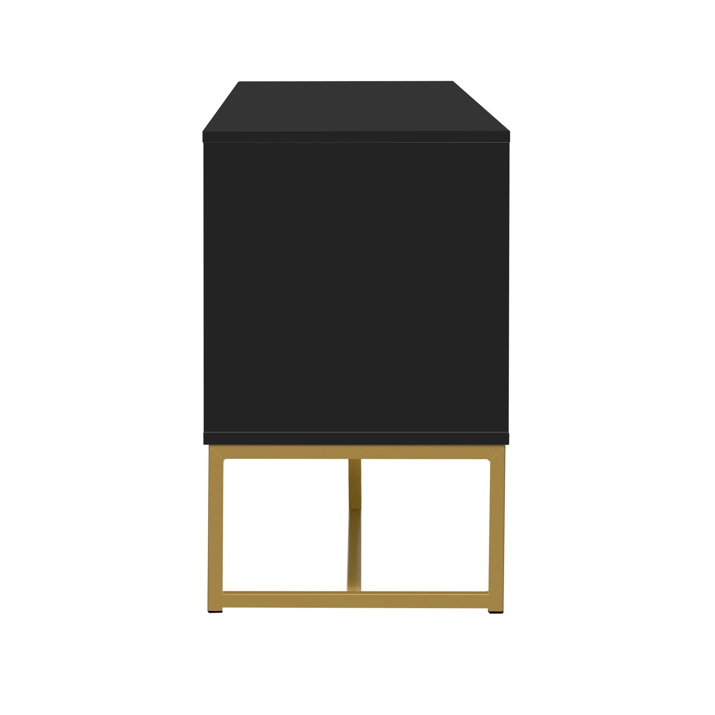 Black minimalist cabinet with gold metal frame