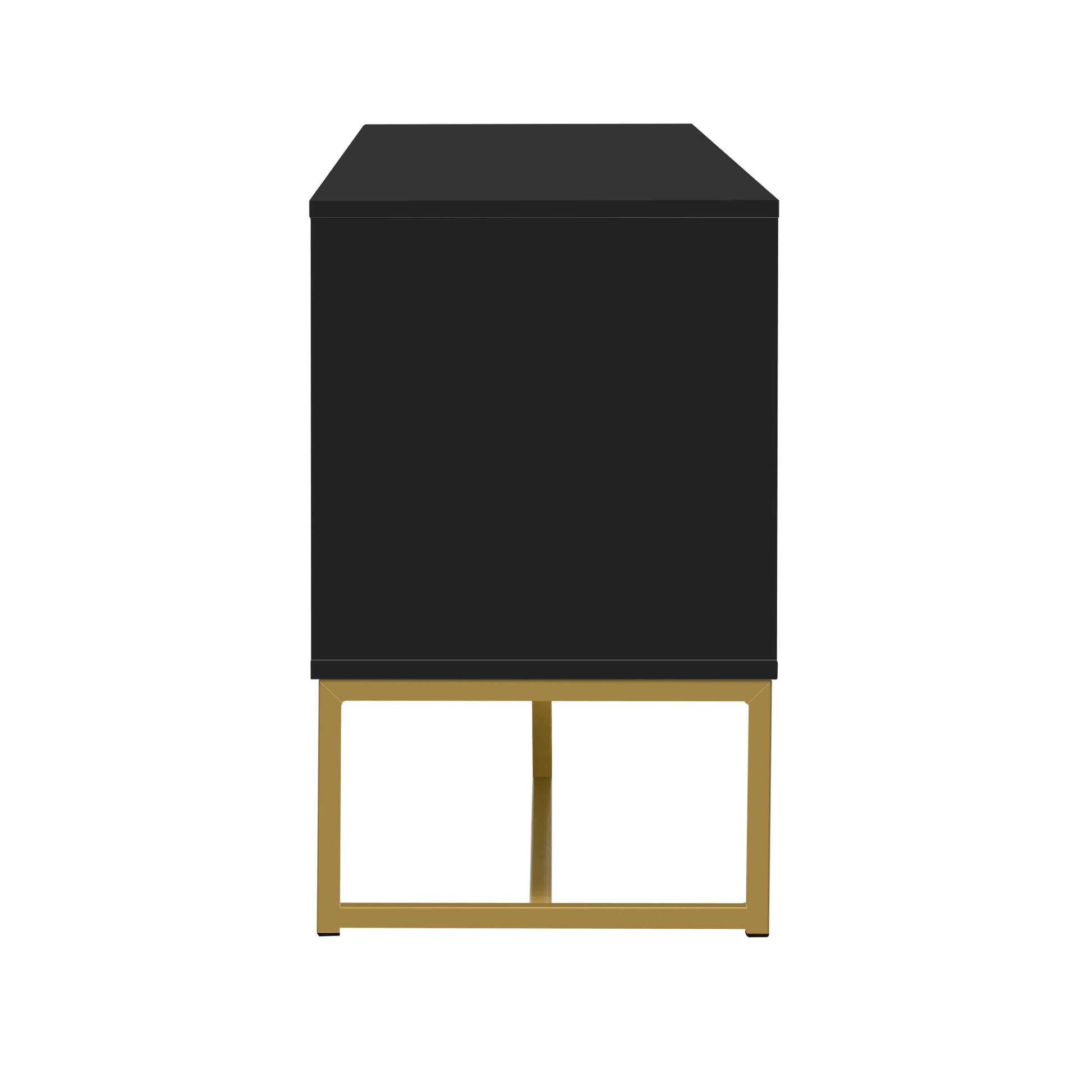 Black minimalist cabinet with gold metal frame