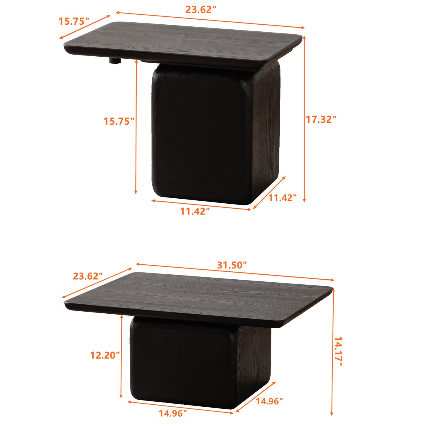 Dark wood modern accent table with tiered top