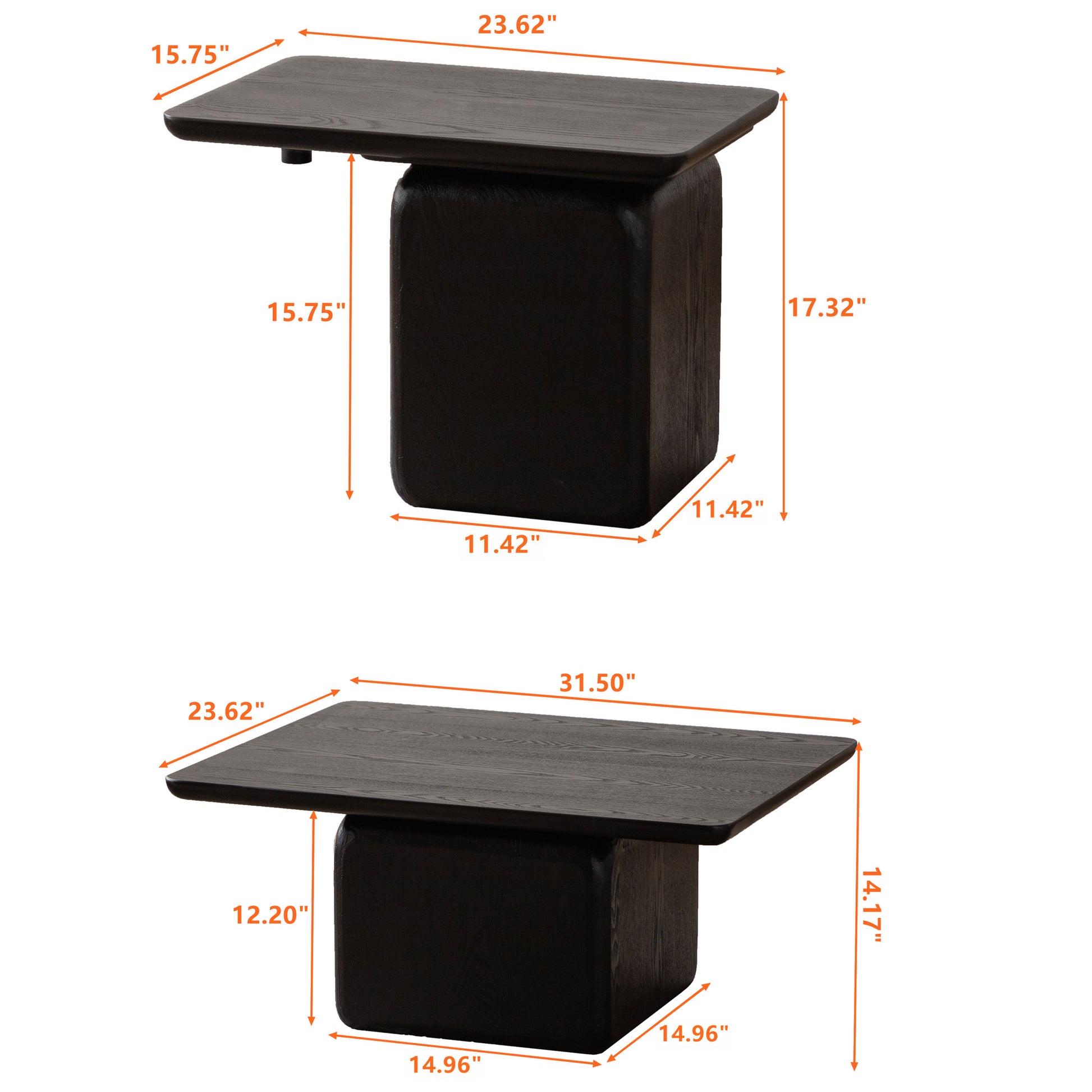 Dark wood modern accent table with tiered top