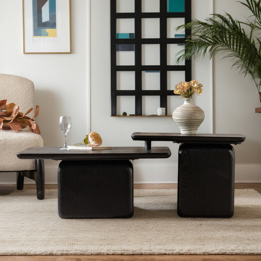 Modern dark wood nesting coffee table set