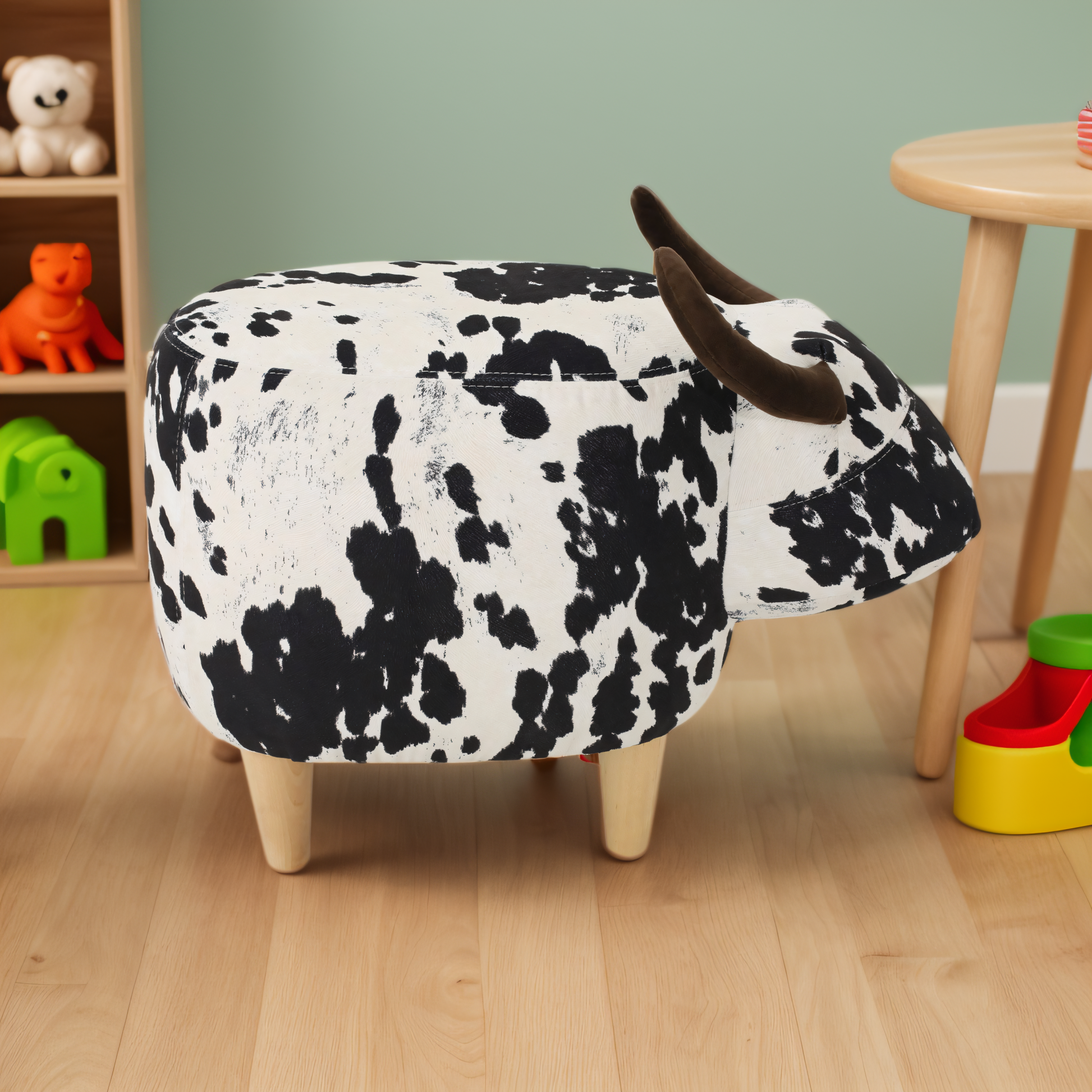 Cow print ottoman for kids