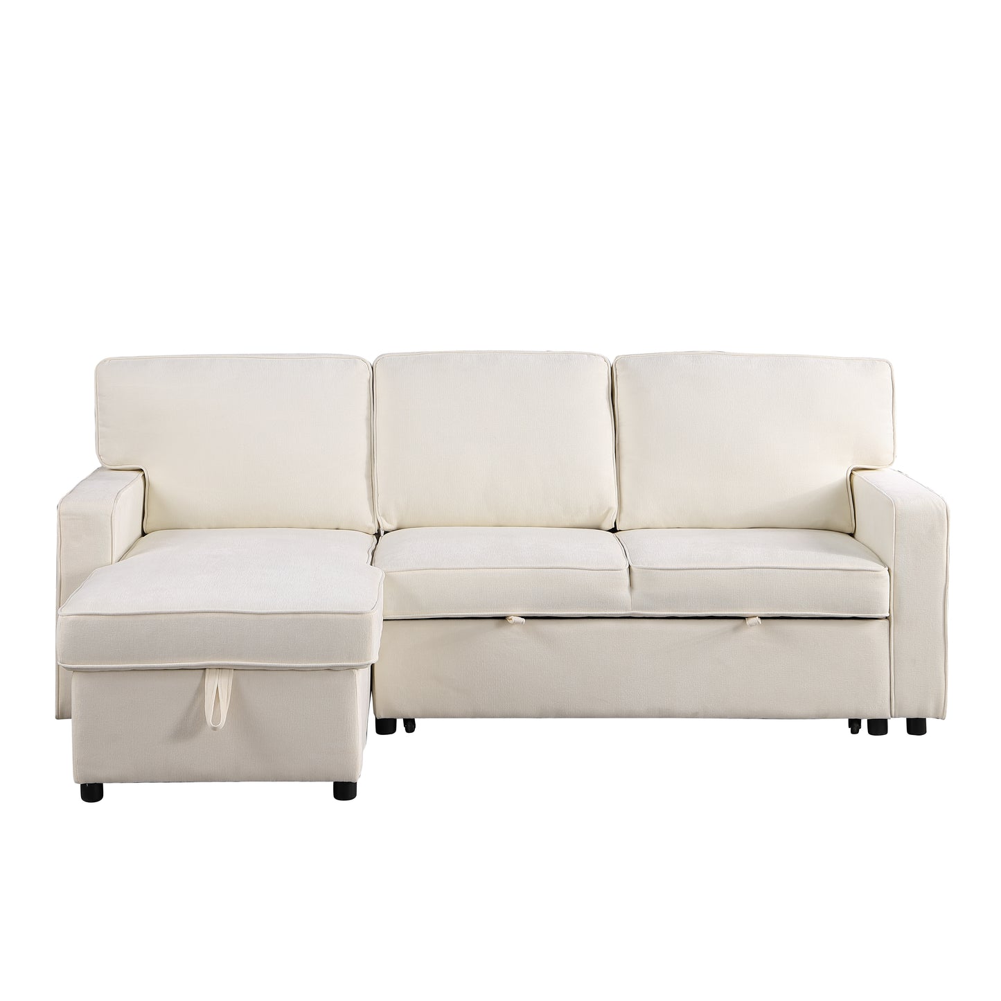 Cream linen Lshaped sectional sofa with chaise