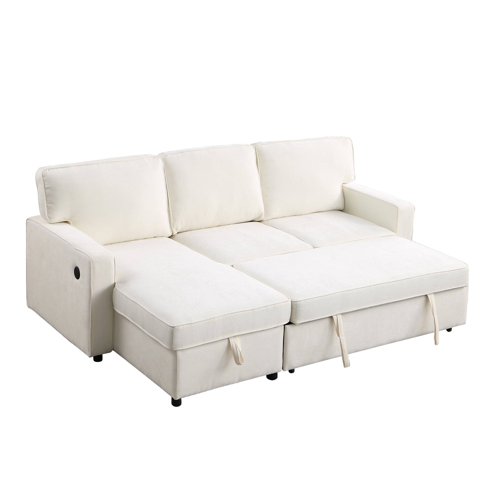 Cream linen sectional sofa with chaise