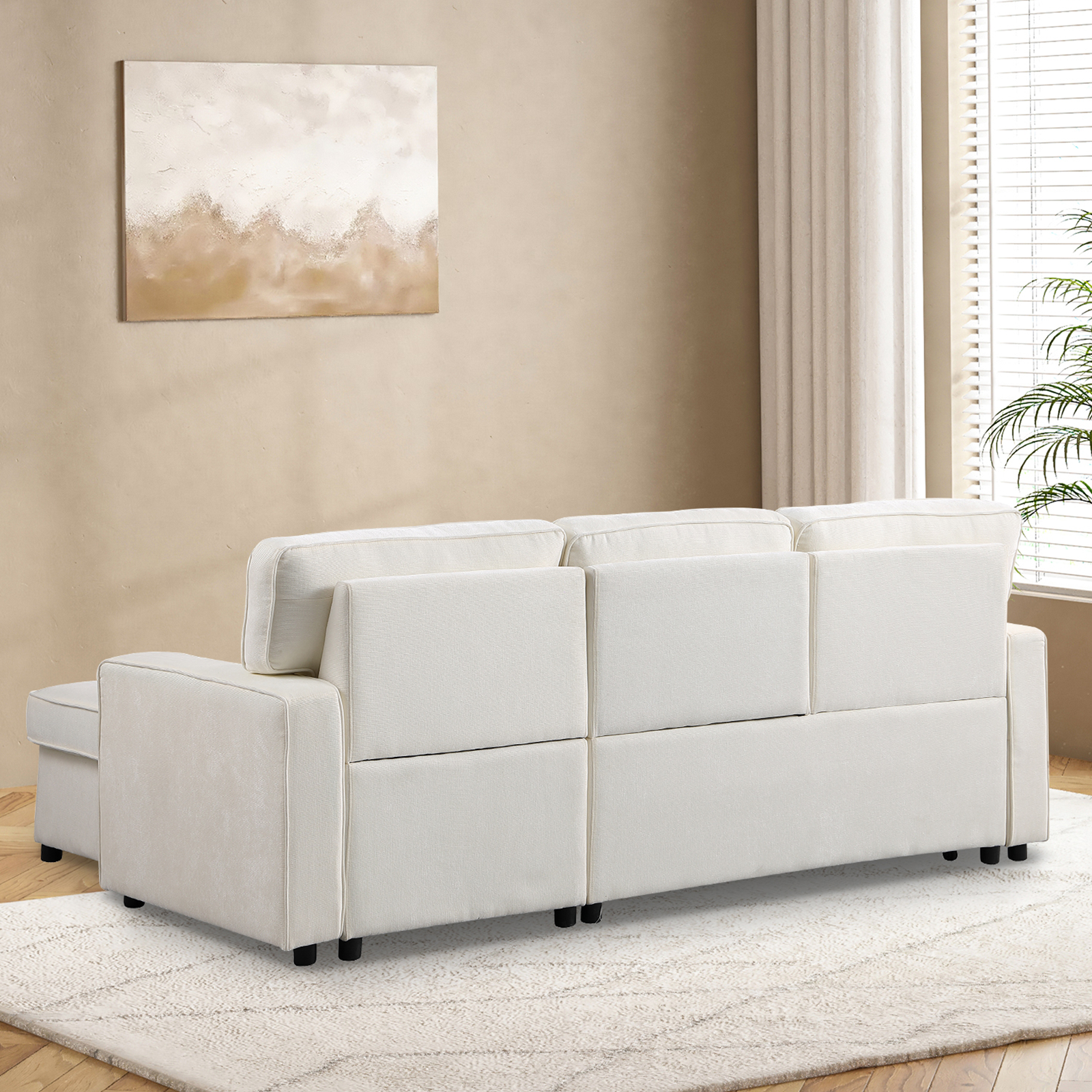 Cream sectional sofa with plush cushions a modern centerpiece for any living room