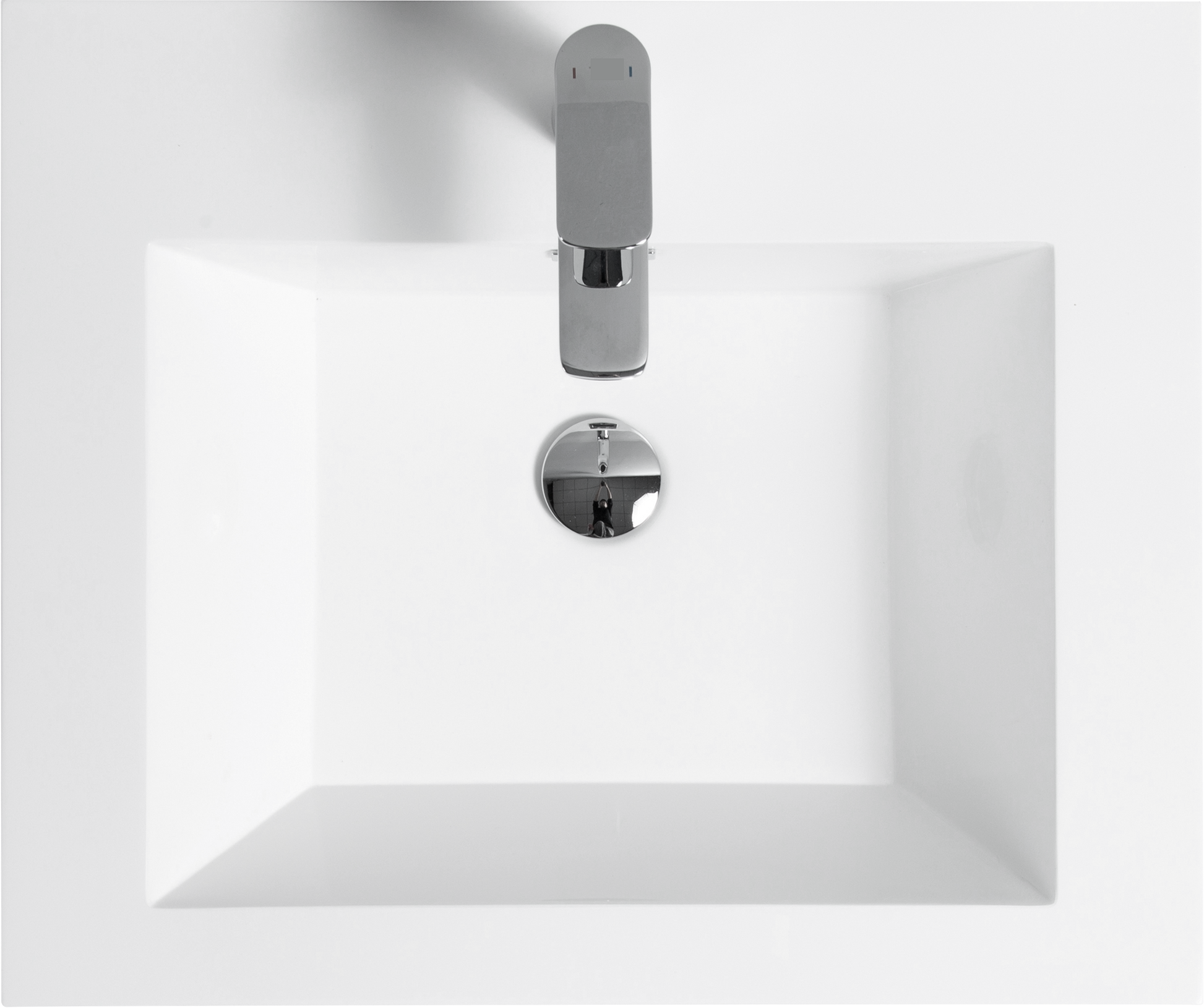 Modern rectangular white ceramic sink with sleek chrome faucet