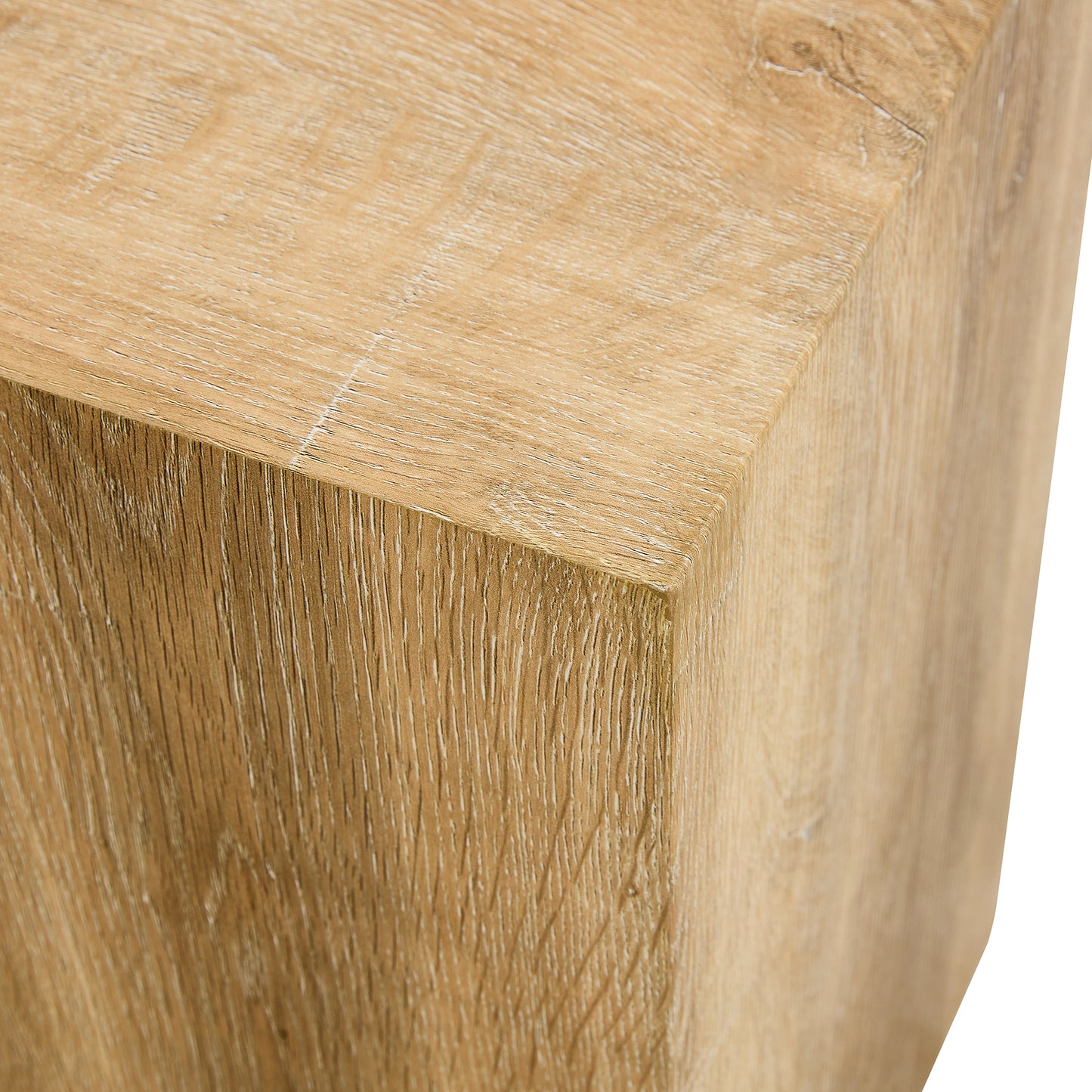 Textured oak wood cube corner