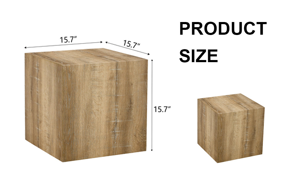 Rustic wood cube side table