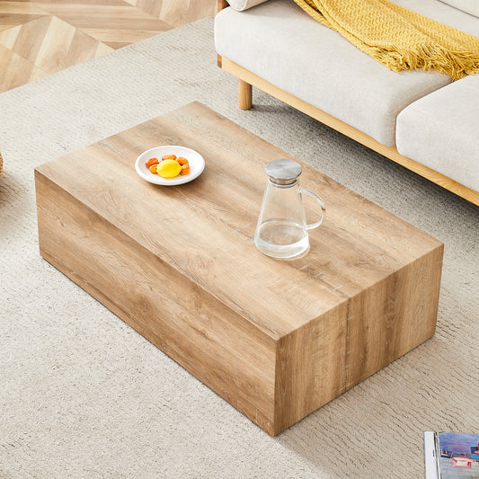 Modern rectangular oak veneer coffee table with clean lines