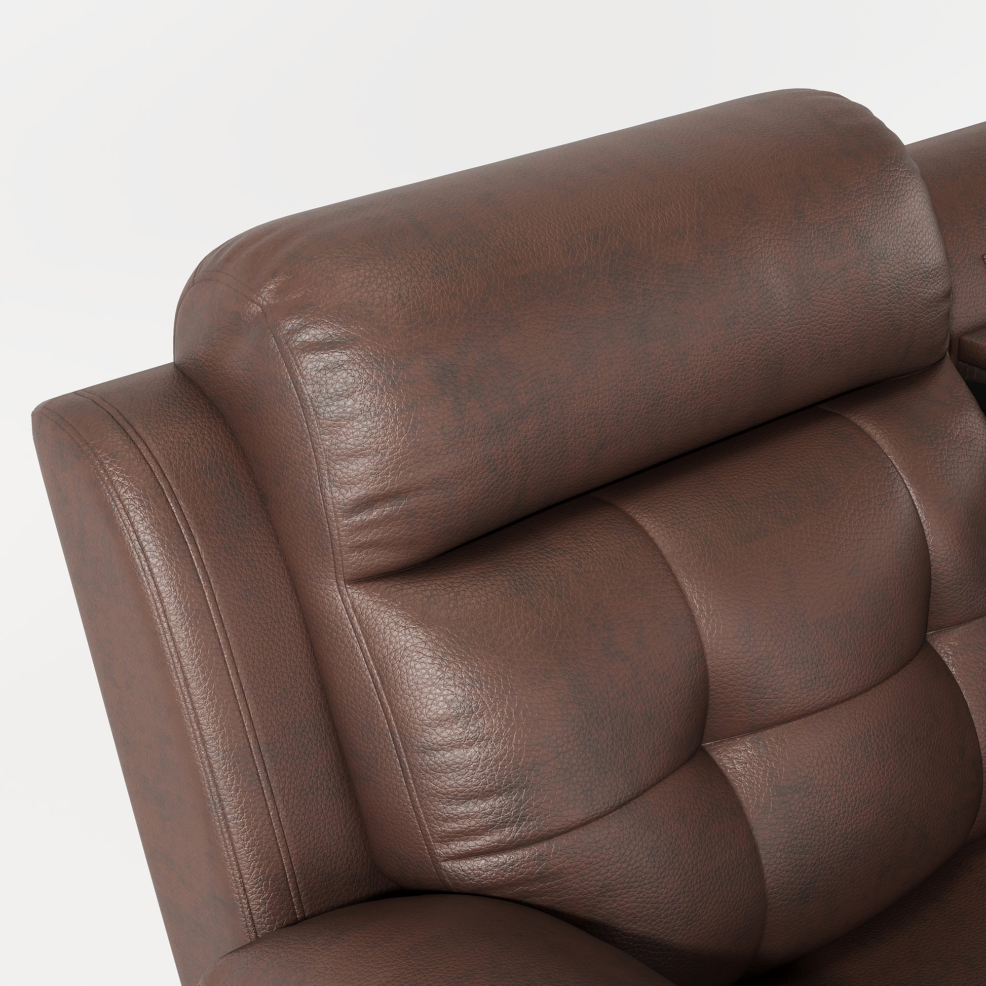 Brown leather recliner armchair headrest