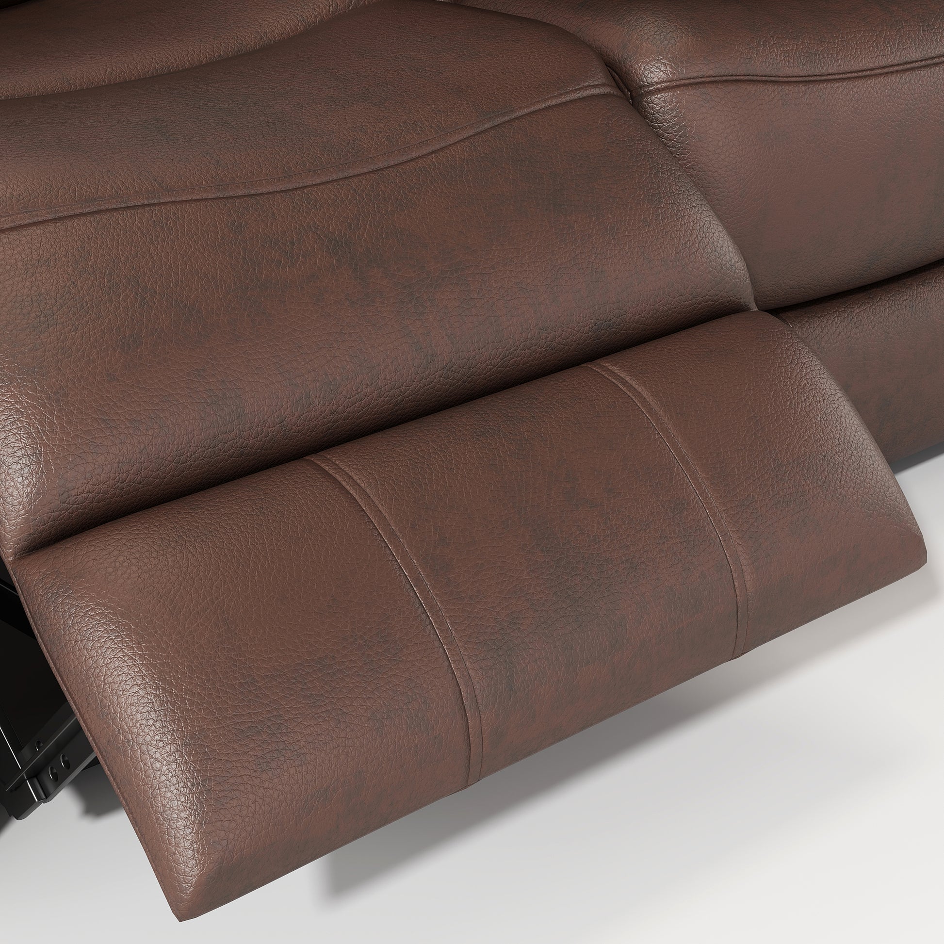 Brown leather recliner with detailed stitching