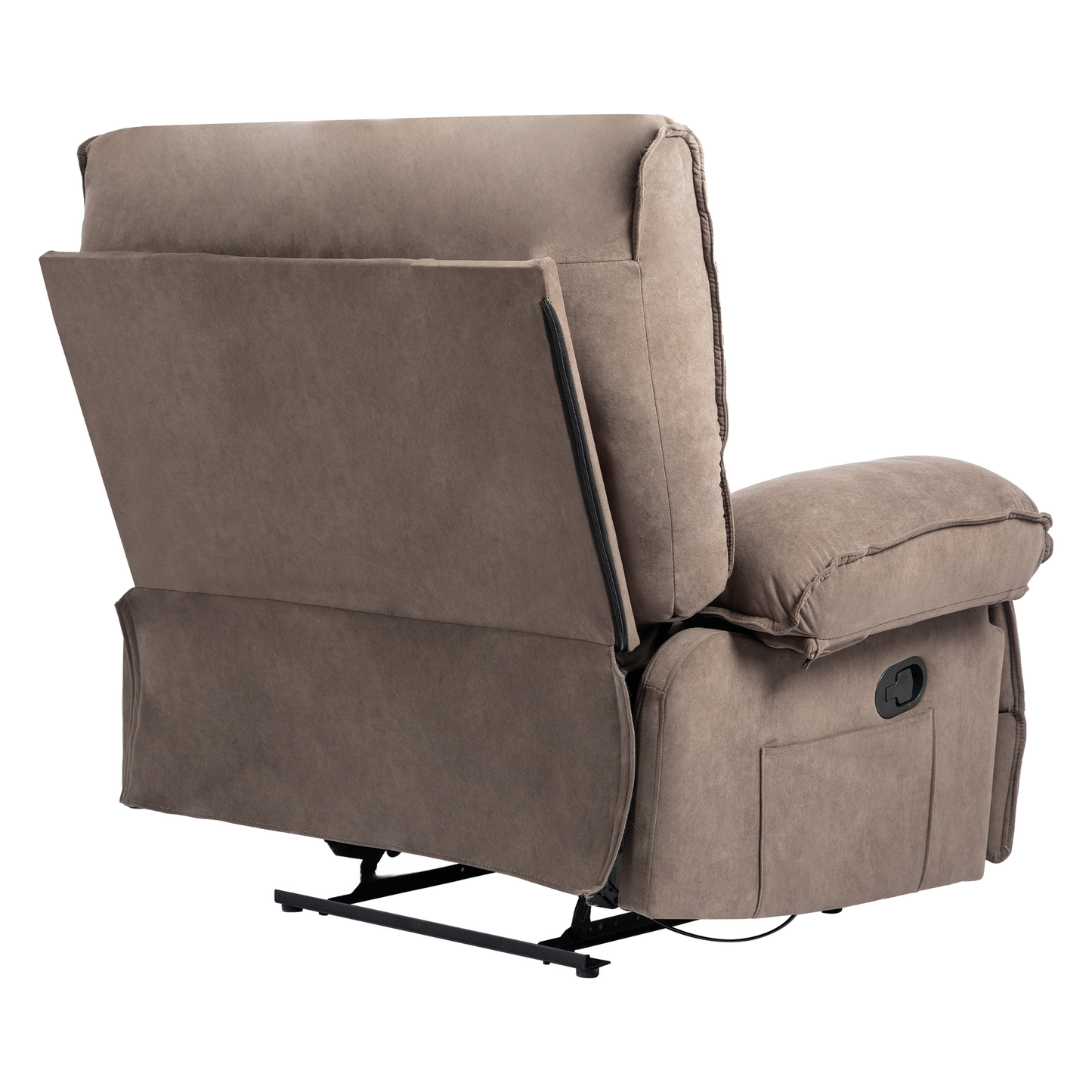 Taupe fabric power recliner chair with open footrest