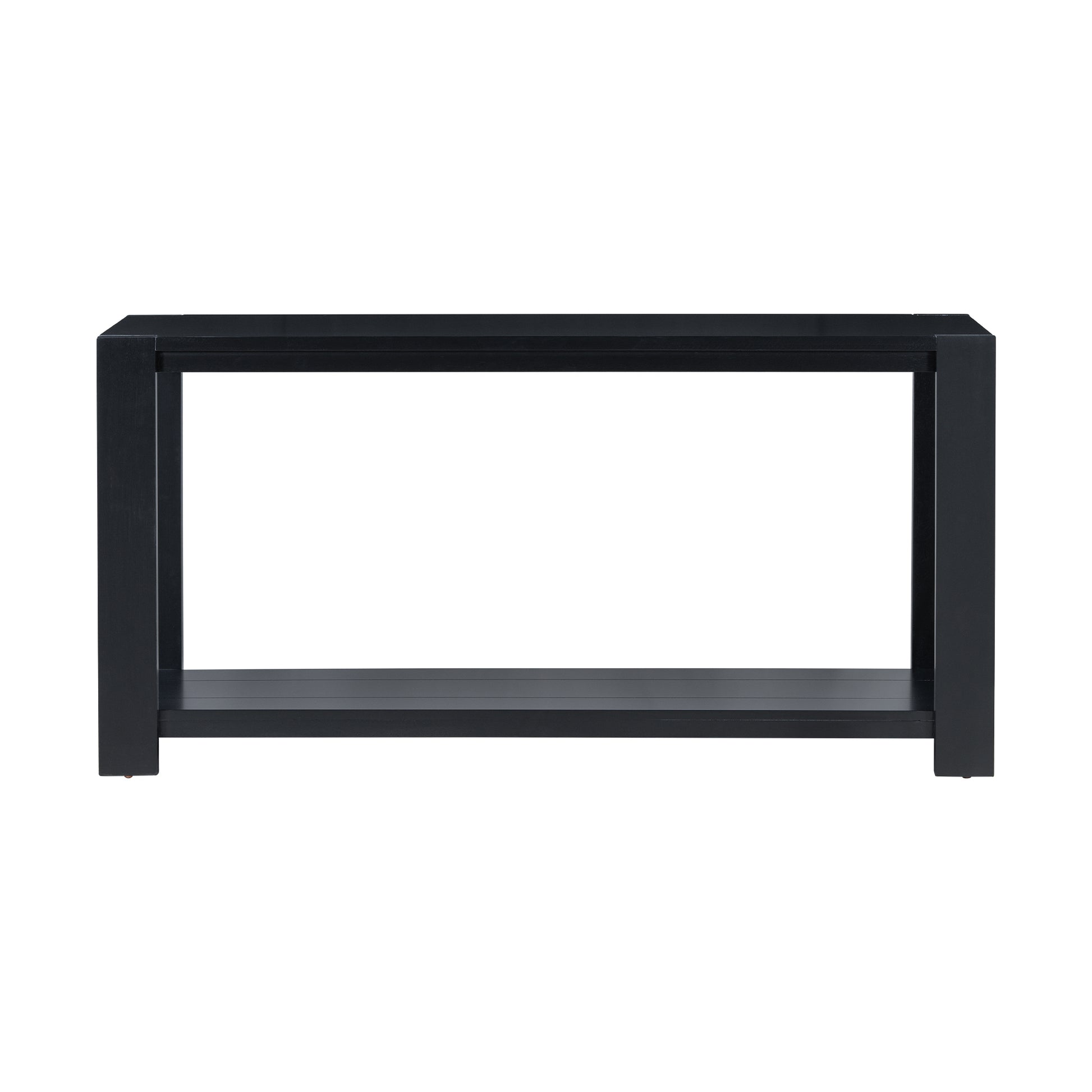 Modern black console table with open shelf