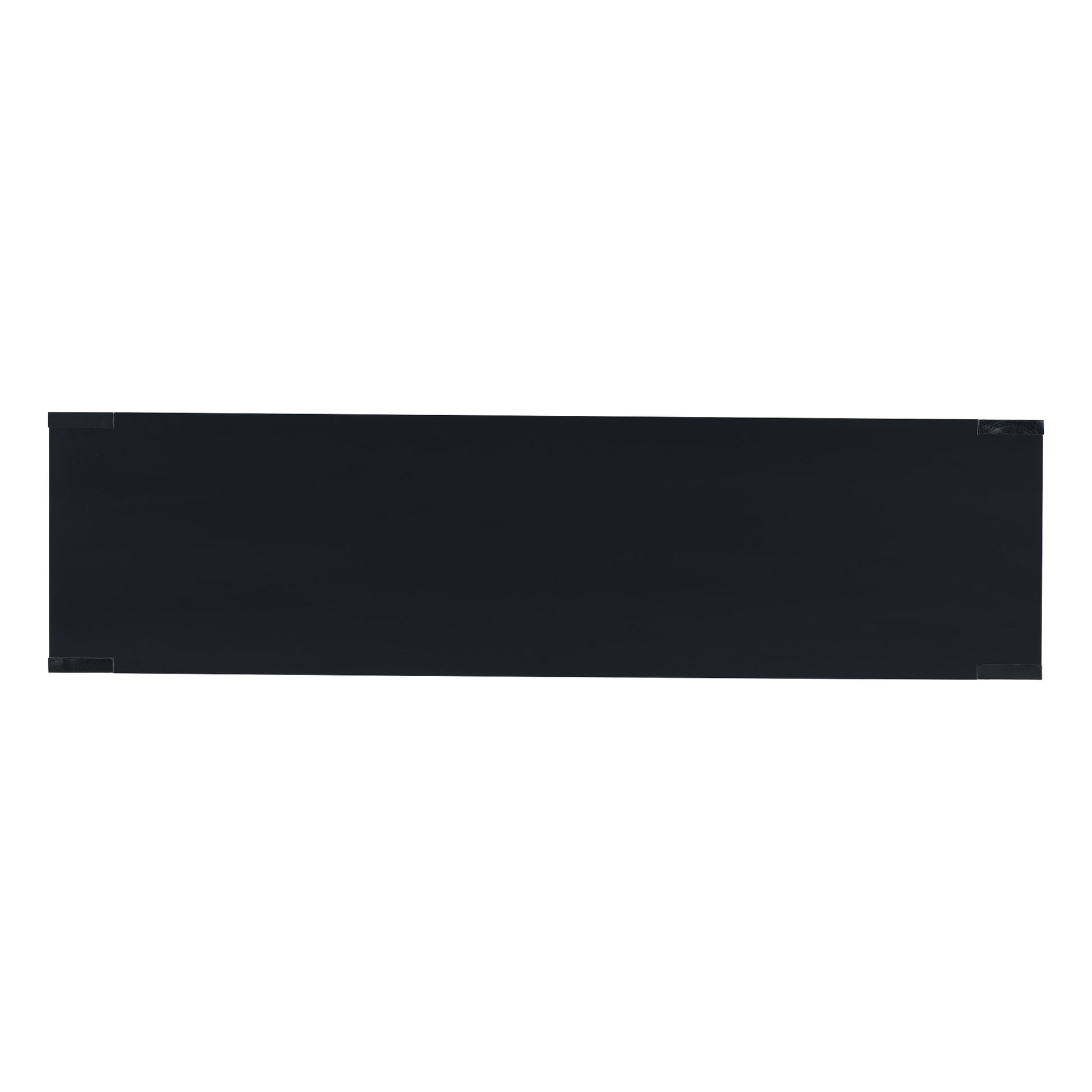 Sleek black minimalist floating shelf with durable metal corner brackets