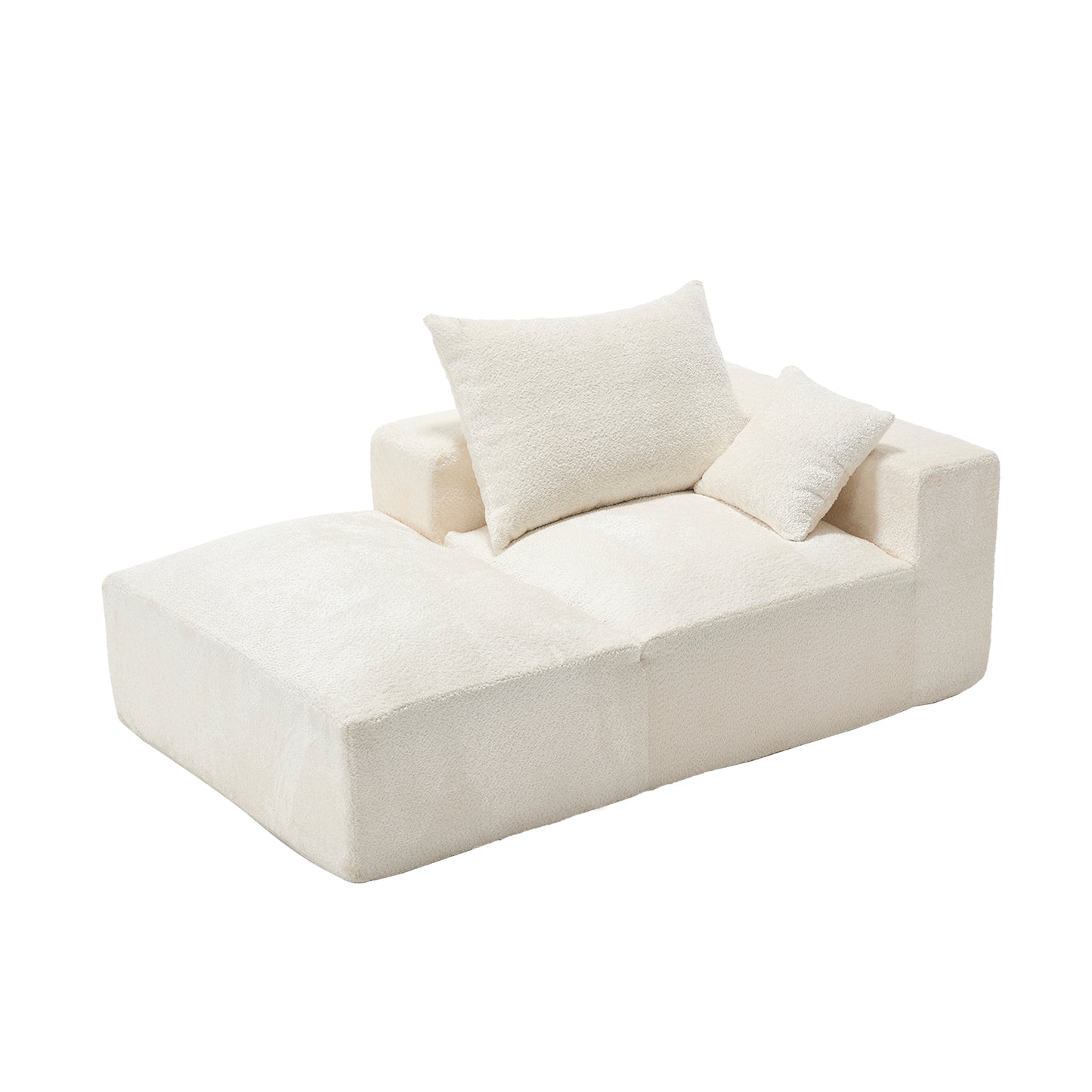 Cream boucle modular sofa with chaise