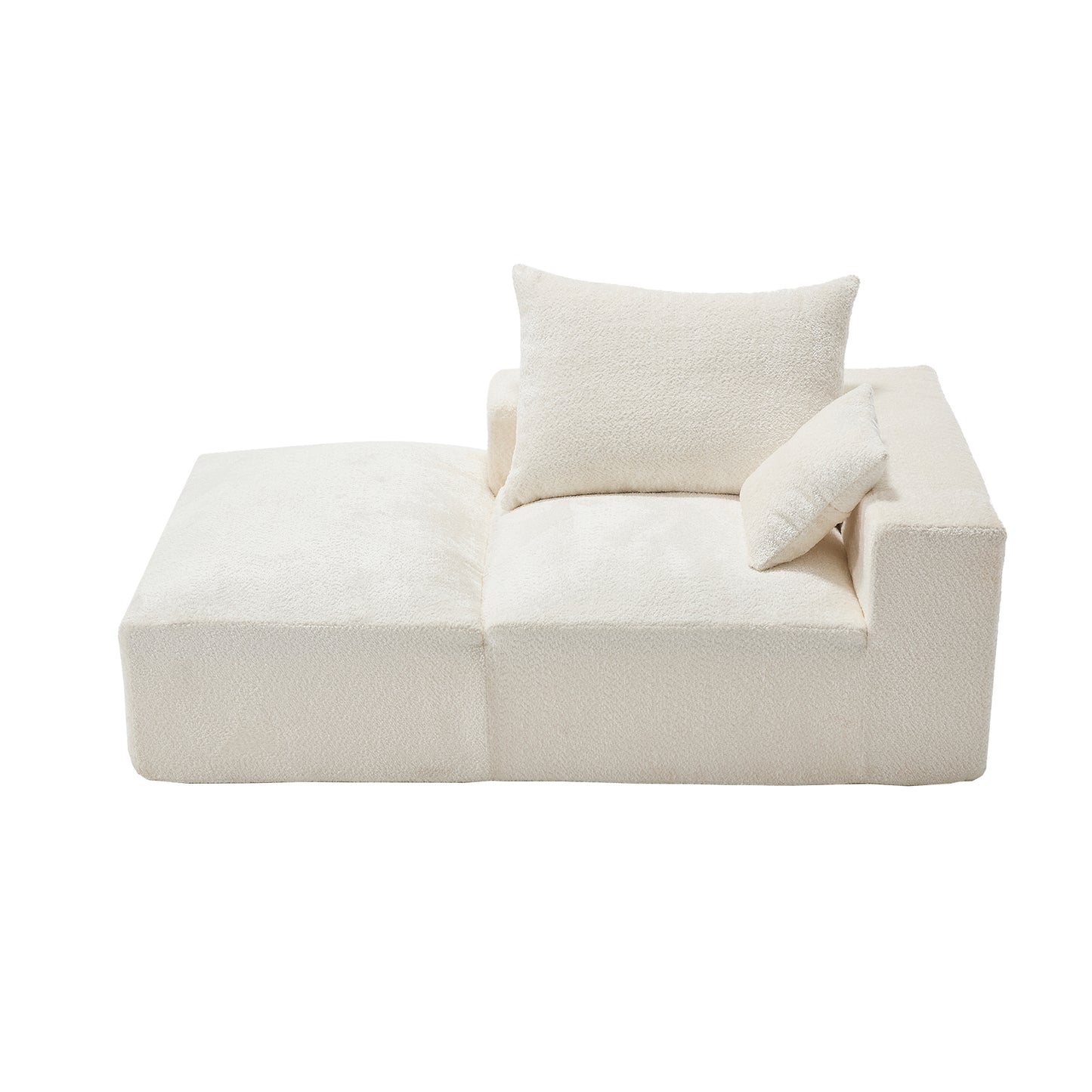 Cream boucle modular sofa with chaise