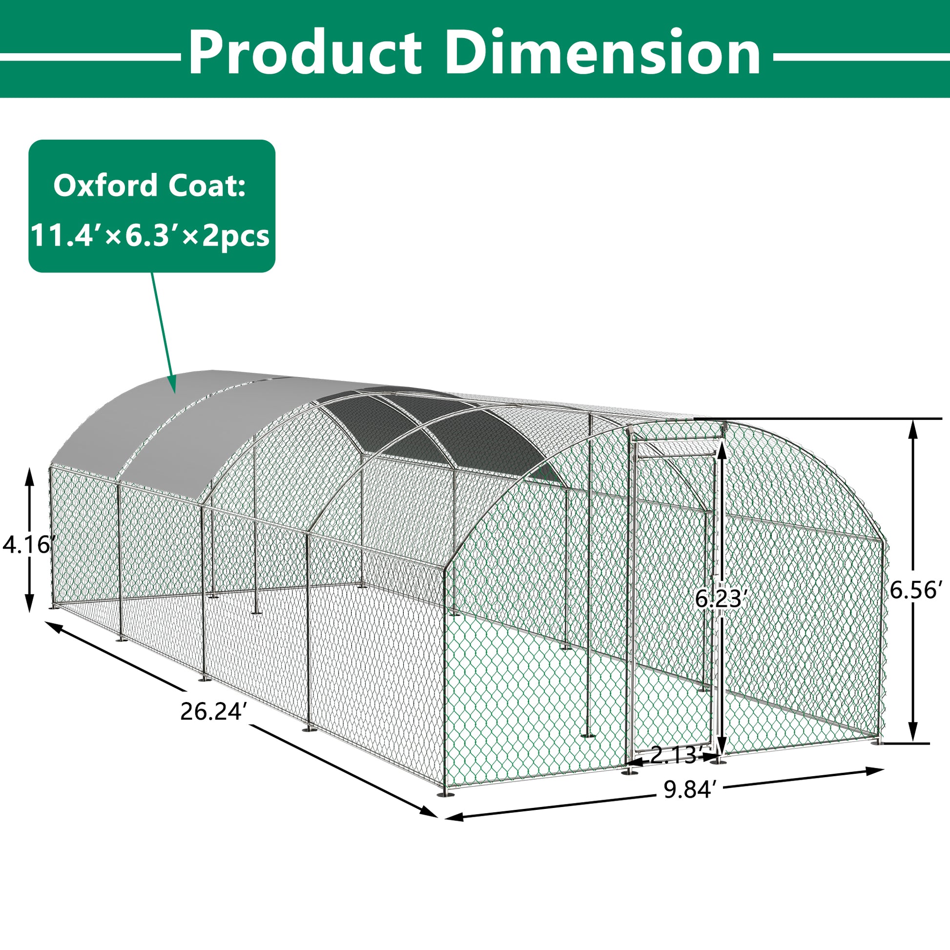 Large outdoor chicken coop with grey Oxford fabric cover  x  dimensions