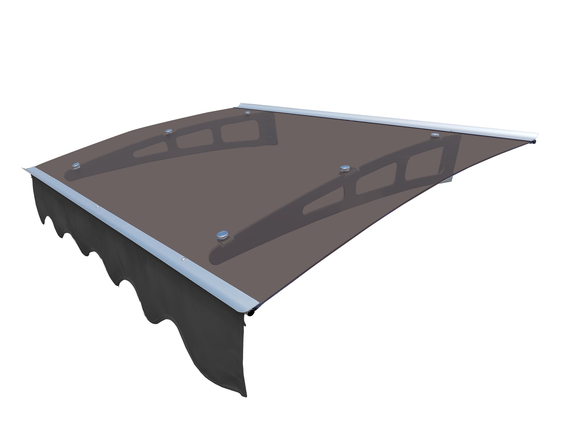 Door canopy with smoked acrylic top and dark valance