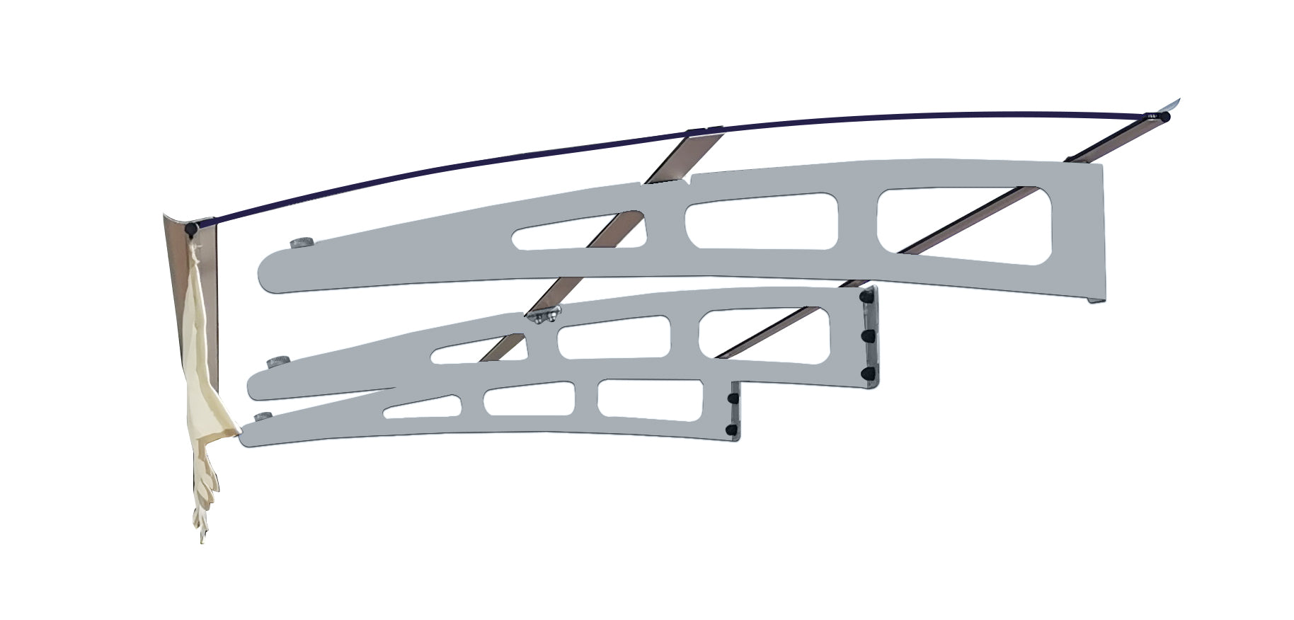 Modern grey awning brackets with fabric canopy