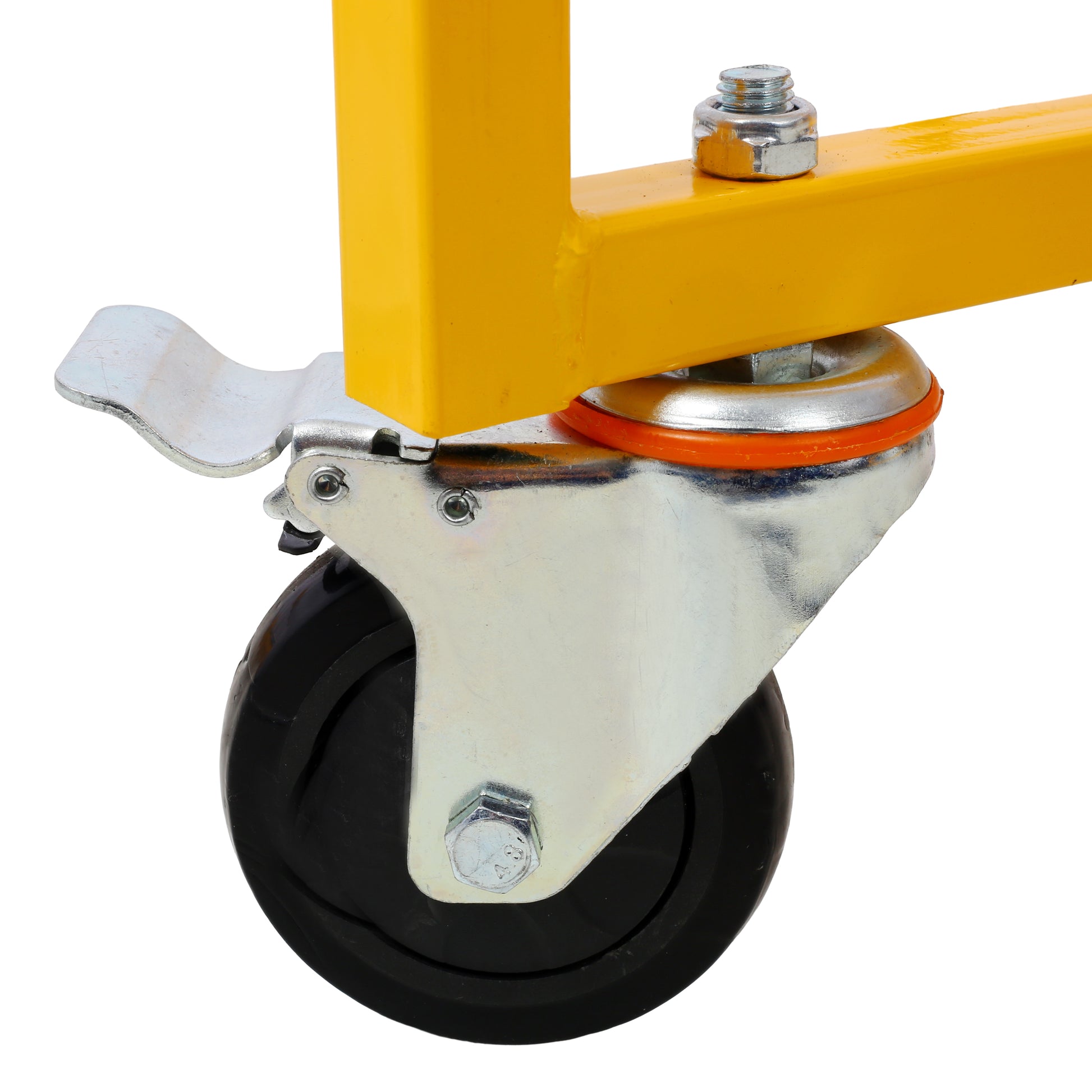Yellow steel frame heavyduty caster wheel with brake