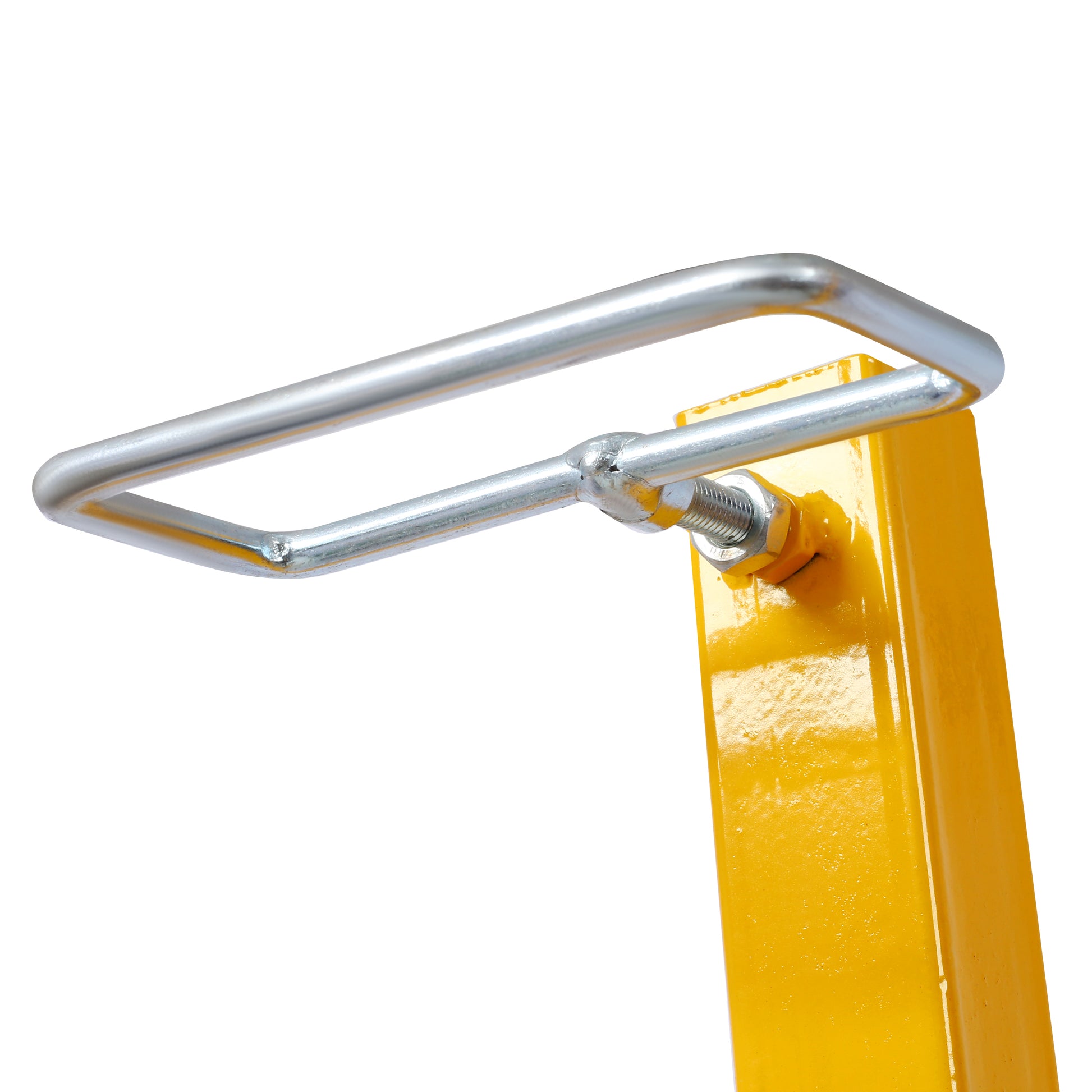 Bright yellow steel safety handle for equipment