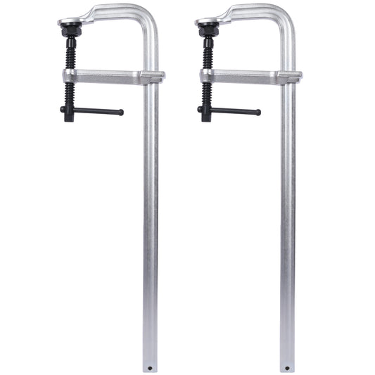 Two silver Cclamps with black screw mechanisms