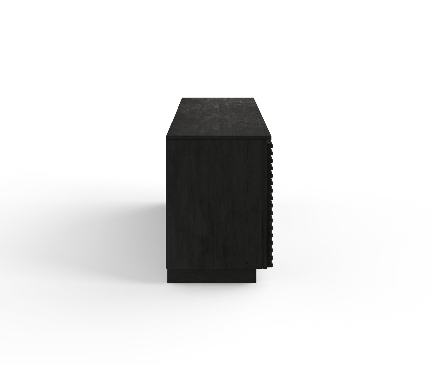 Black wooden sideboard with slatted door detail