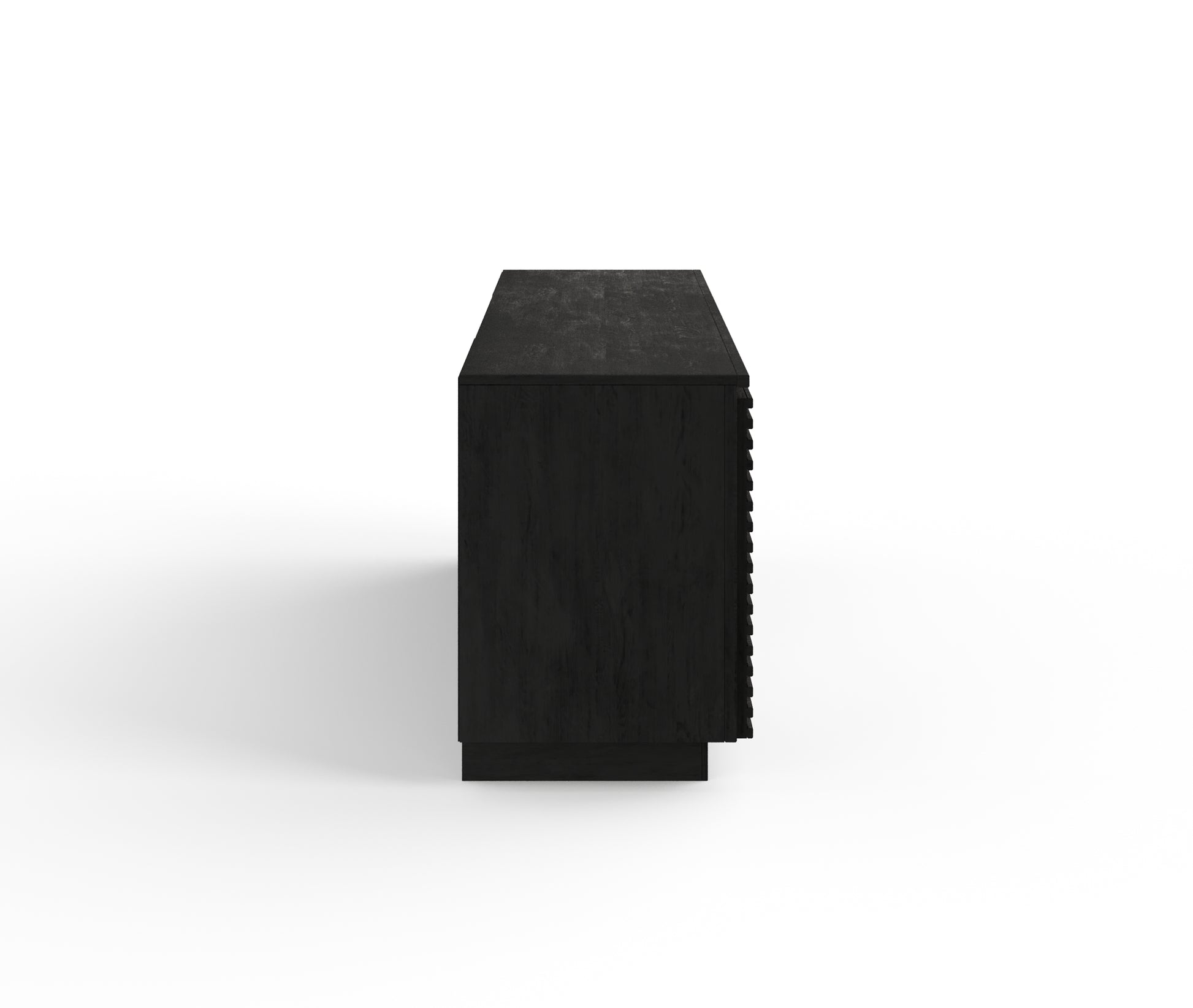 Black wooden sideboard with slatted door detail