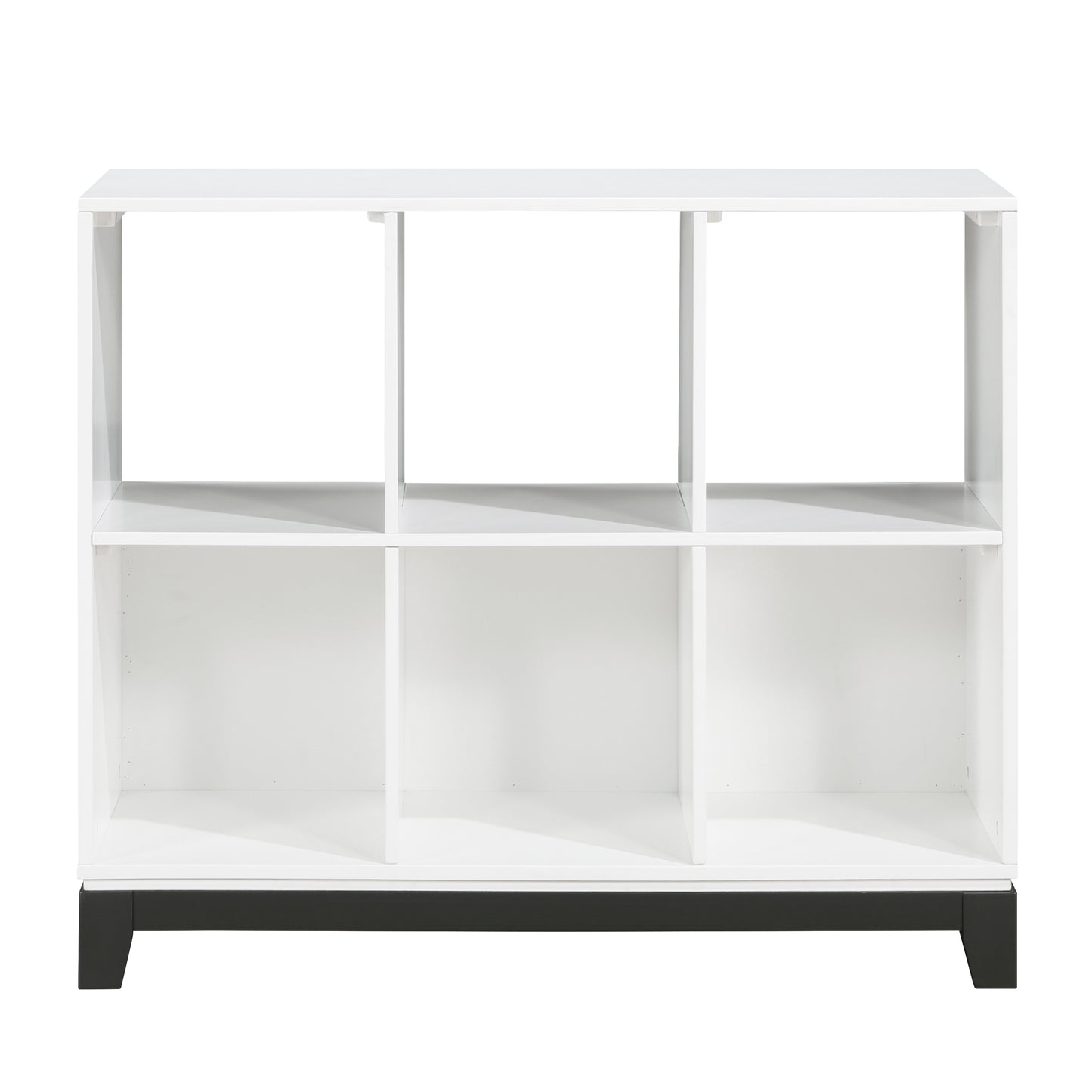 Modern white cube shelf with dark base
