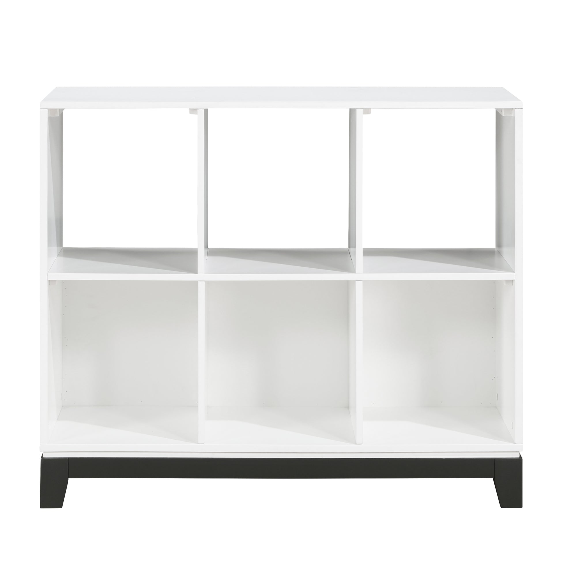 Modern white cube shelf with dark base
