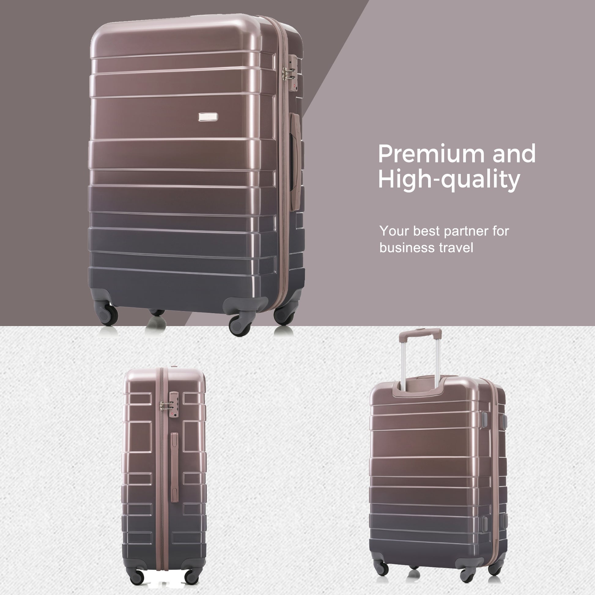 Brown metallic hardshell spinner suitcase with TSA lock