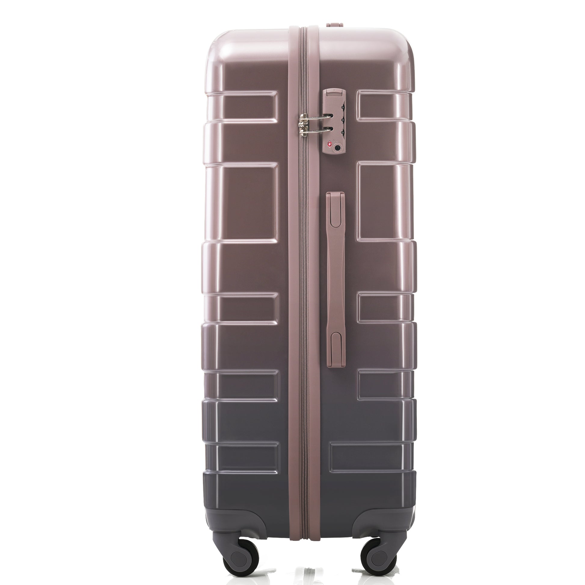 Rose gold hardshell suitcase with TSA lock and embossed texture