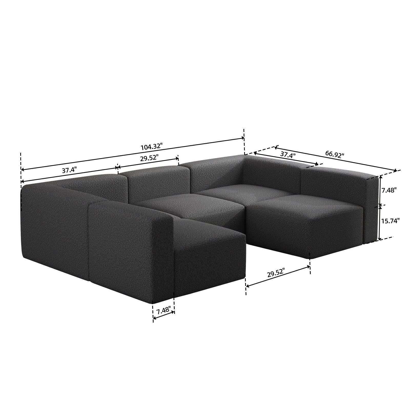 Dark gray textured sectional sofa